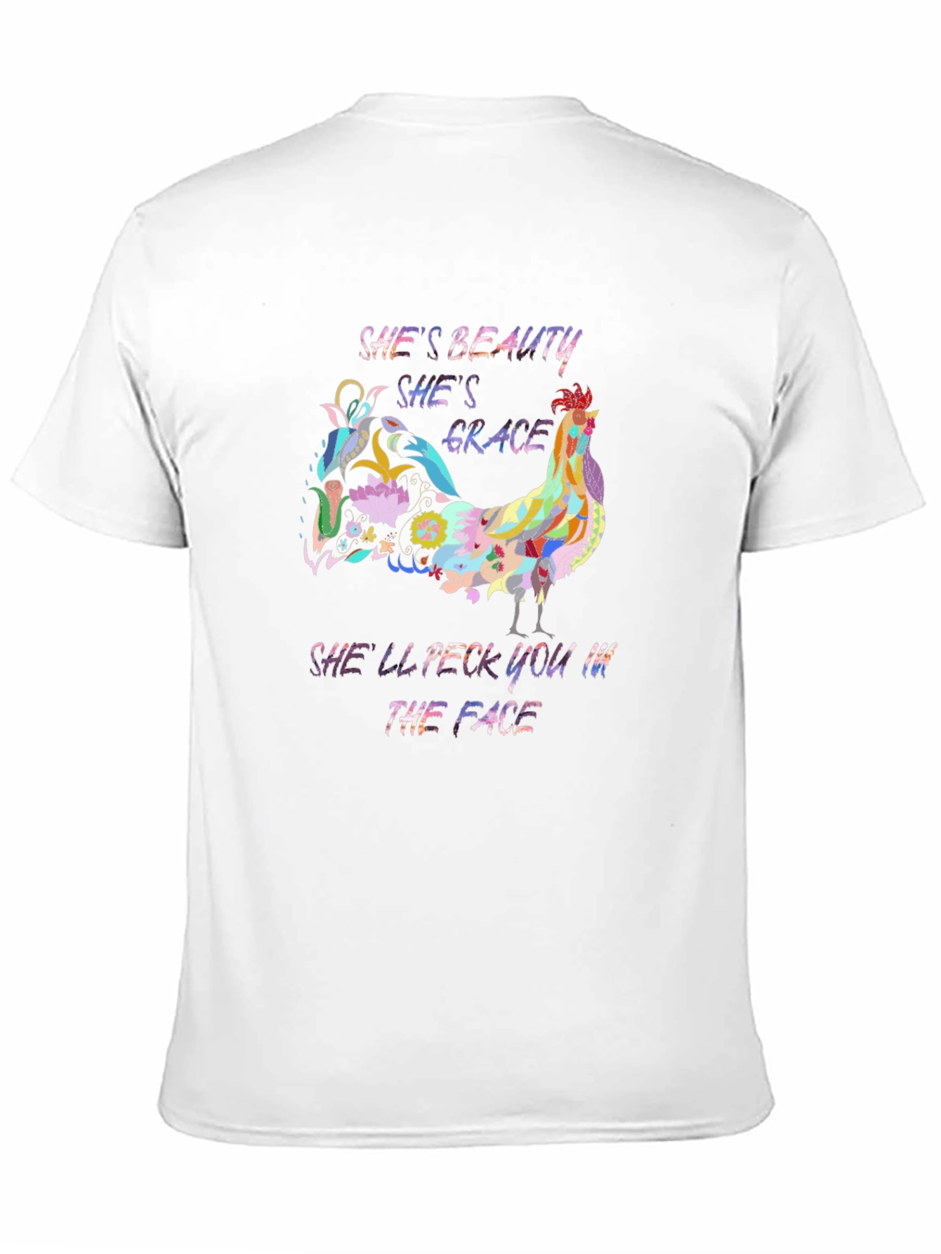 Black Funny Rooster T-Shirt: She's Beauty She's Grace view 11