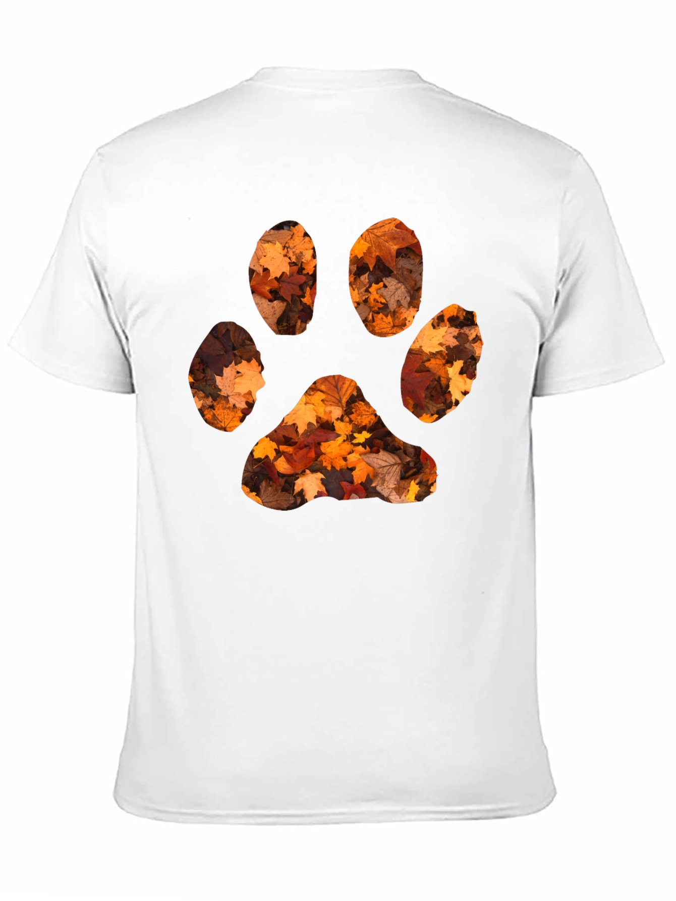 Black Fall Leaves Paw Print Black T-Shirt view 11