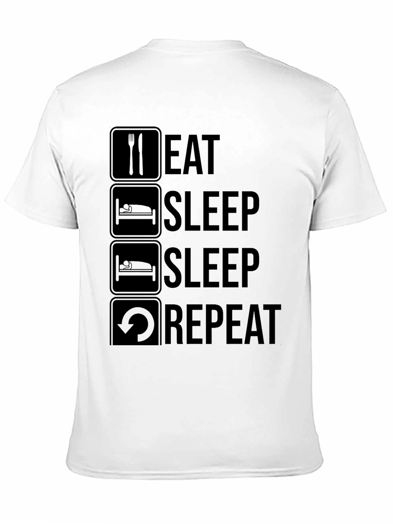 Black Eat Sleep Repeat Graphic Tee - Black Crew Neck T-Shirt view 11