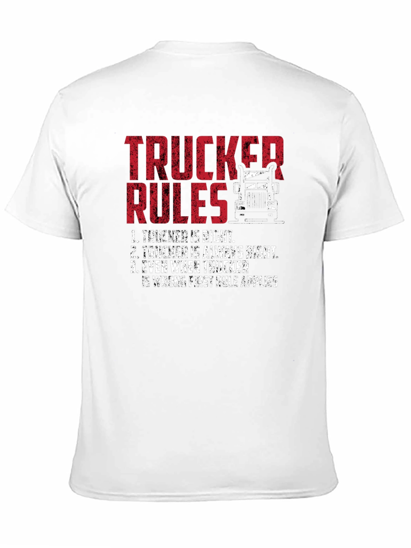Black Trucker Rules Graphic Tee - Funny Truck Driver T-Shirt view 11