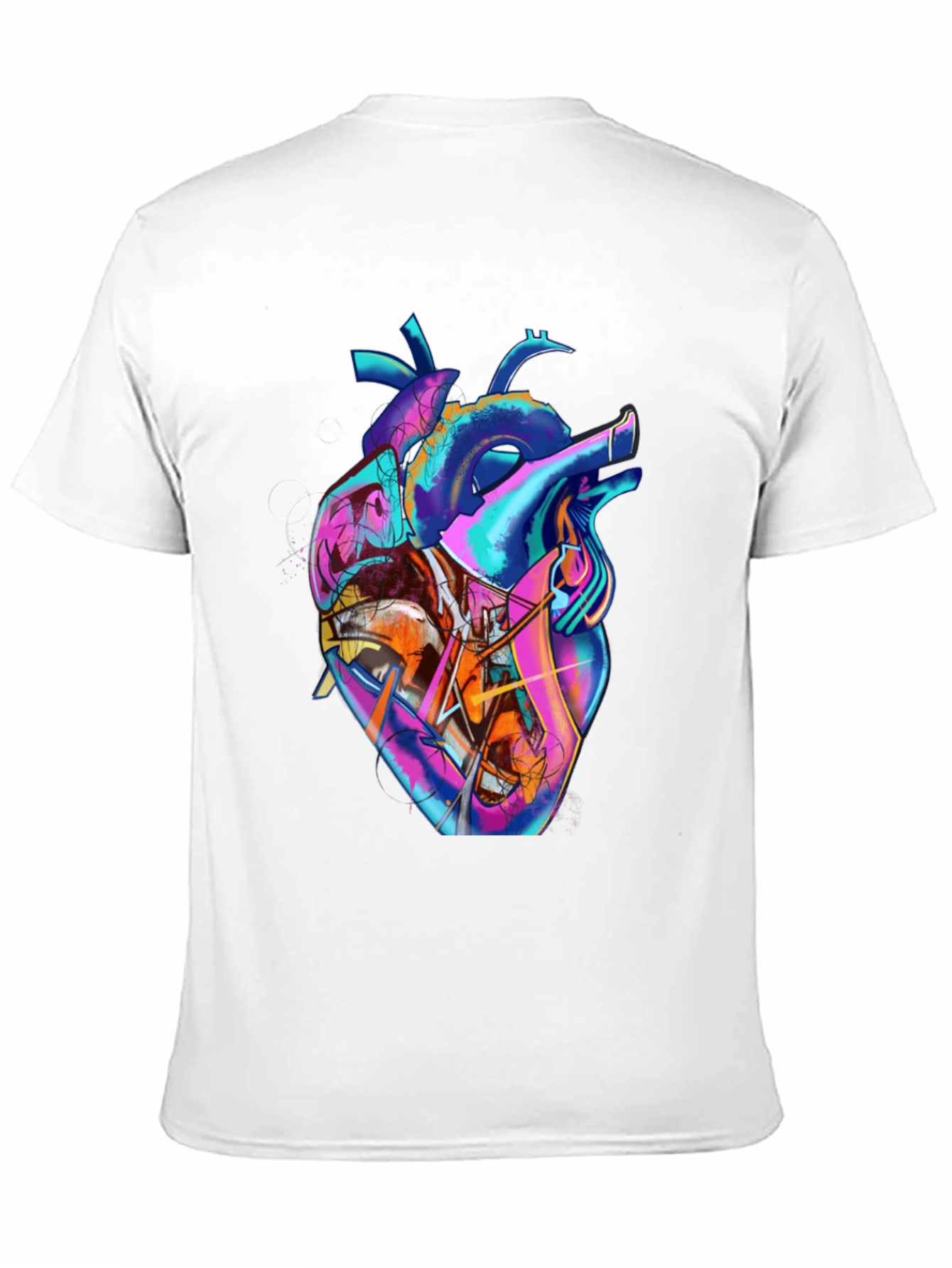 Black Abstract Heart Graphic Tee - Stylish Men's Black T-Shirt view 11