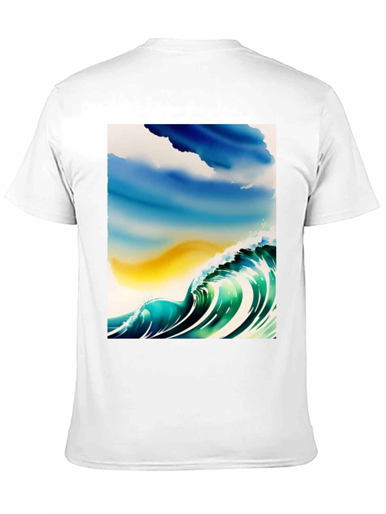 Black Wave Watercolor Graphic Tee - Black Cotton Casual view 11