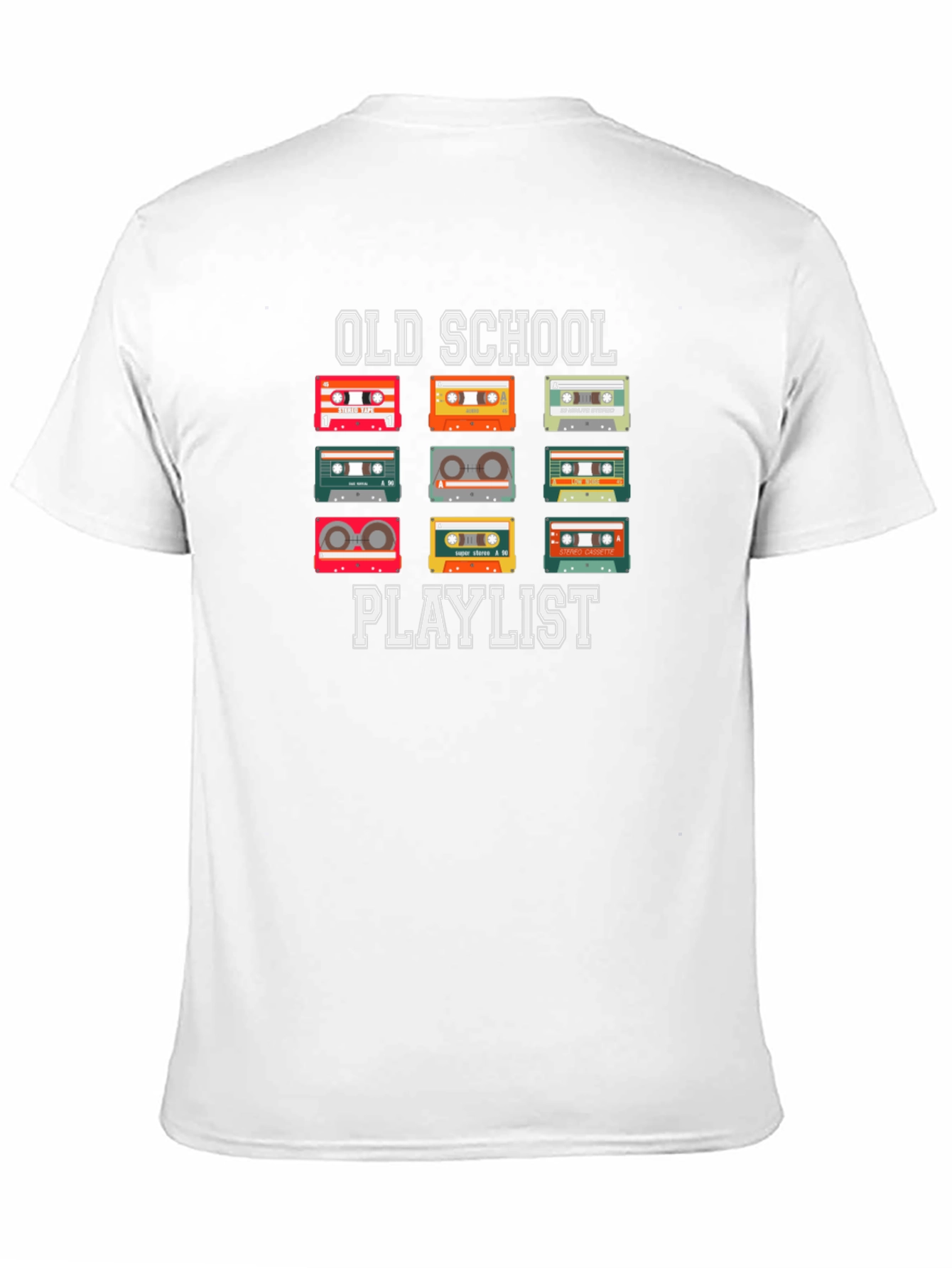 Black Old School Playlist Cassette Tape T-Shirt view 11