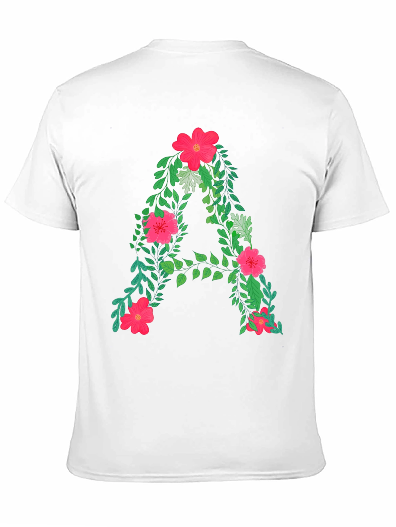 Black Floral Letter A Black T-Shirt view 11