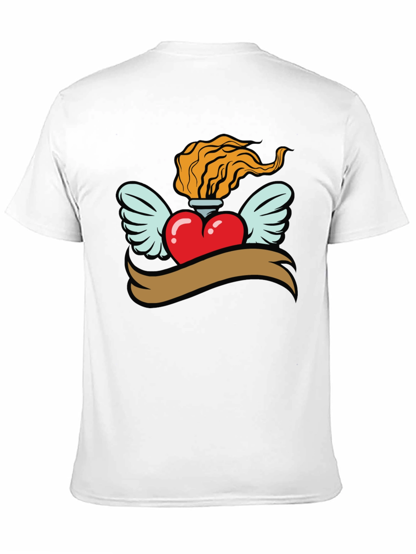 Black Heart with Wings & Flame Graphic Tee - Black view 11