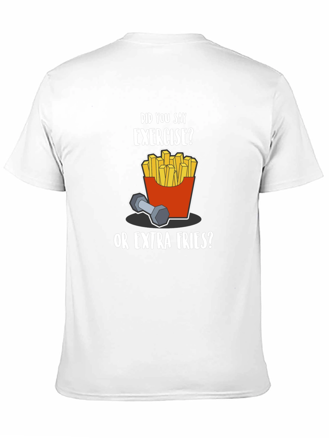 Black Funny Exercise Fries Graphic T-Shirt view 11