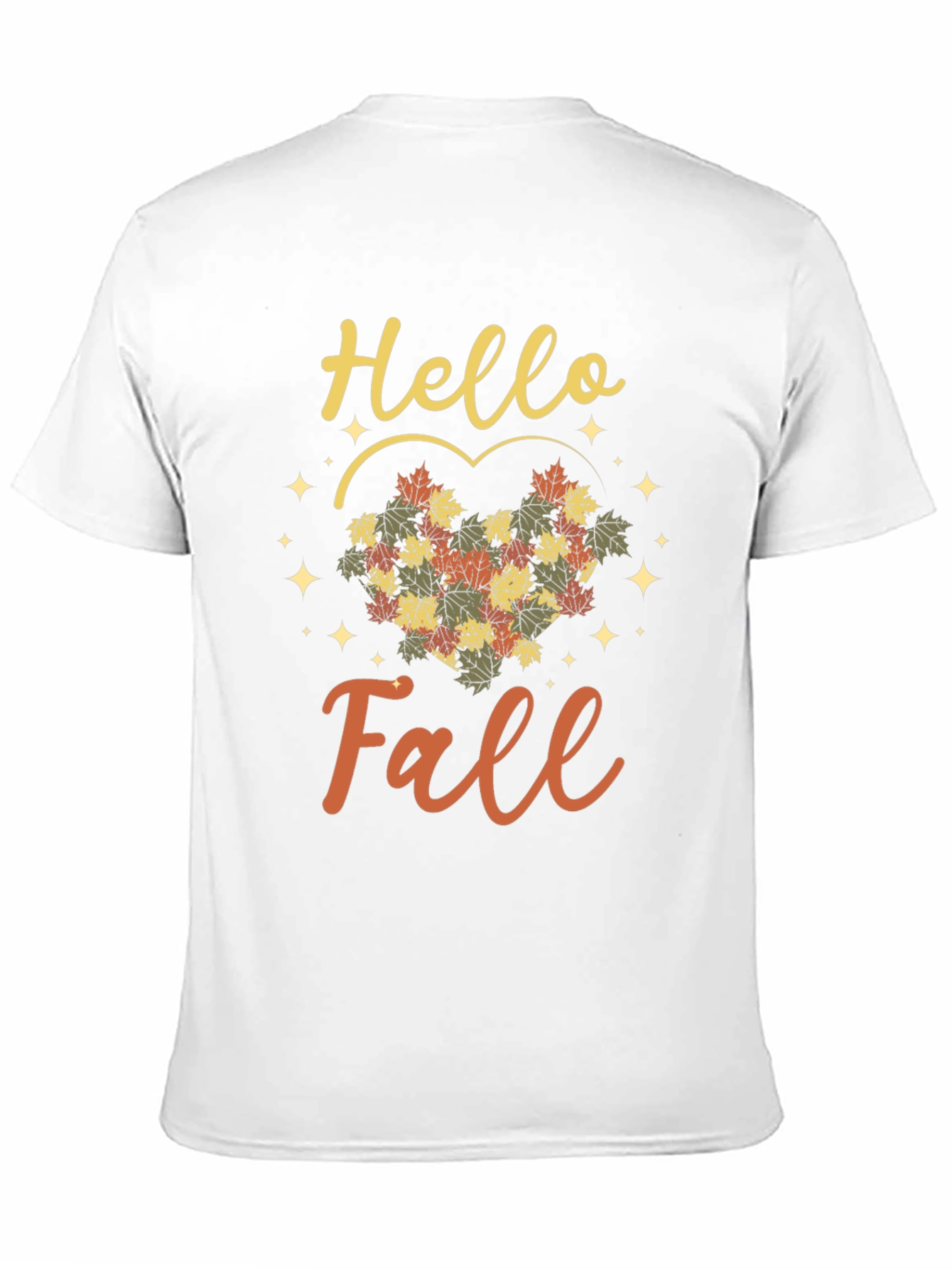 Black Hello Fall T-Shirt - Autumn Leaves Heart view 11