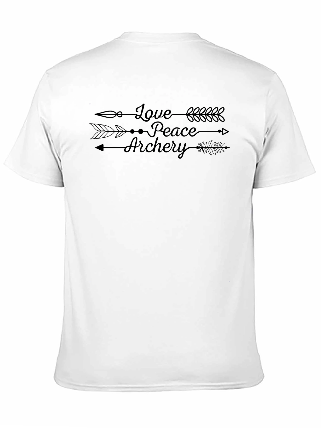 Black Love Peace Archery Arrow T-Shirt - Unisex Casual Tee view 11