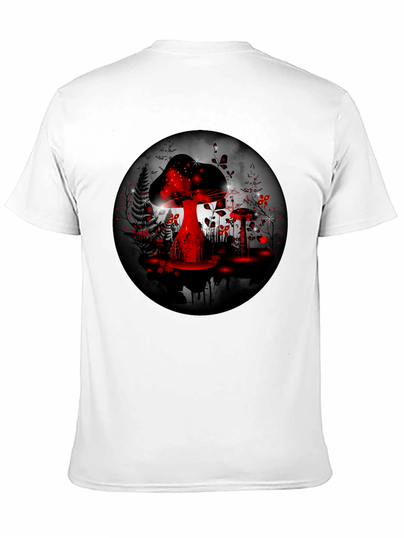 Black Mushroom Forest Graphic Tee - Black Cotton Blend view 11