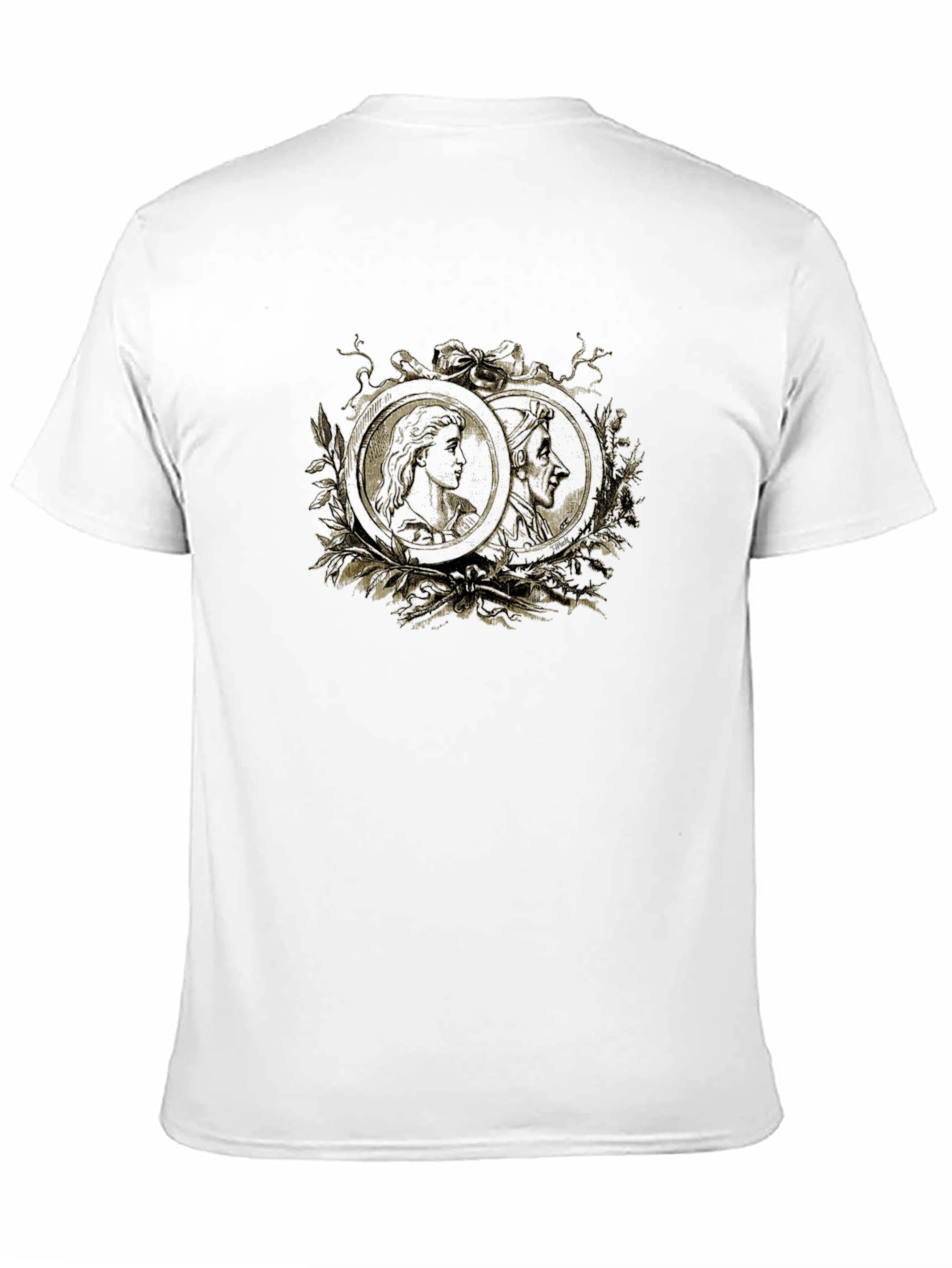 Black Ornate Cameo Style Graphic Print Black T-Shirt view 11