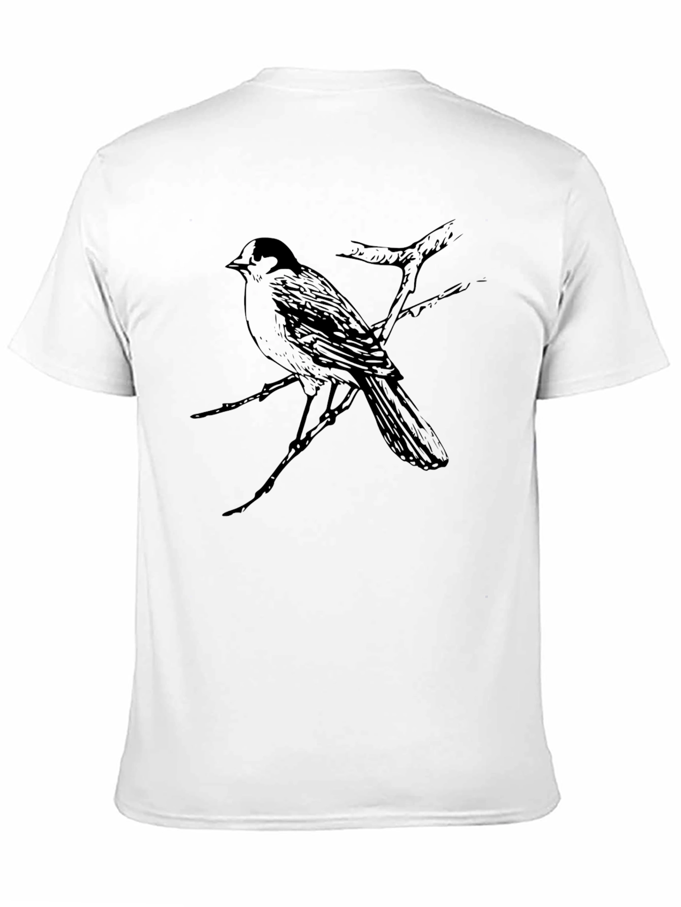 Black Bird on Branch Graphic Tee - Black Casual T-Shirt view 11