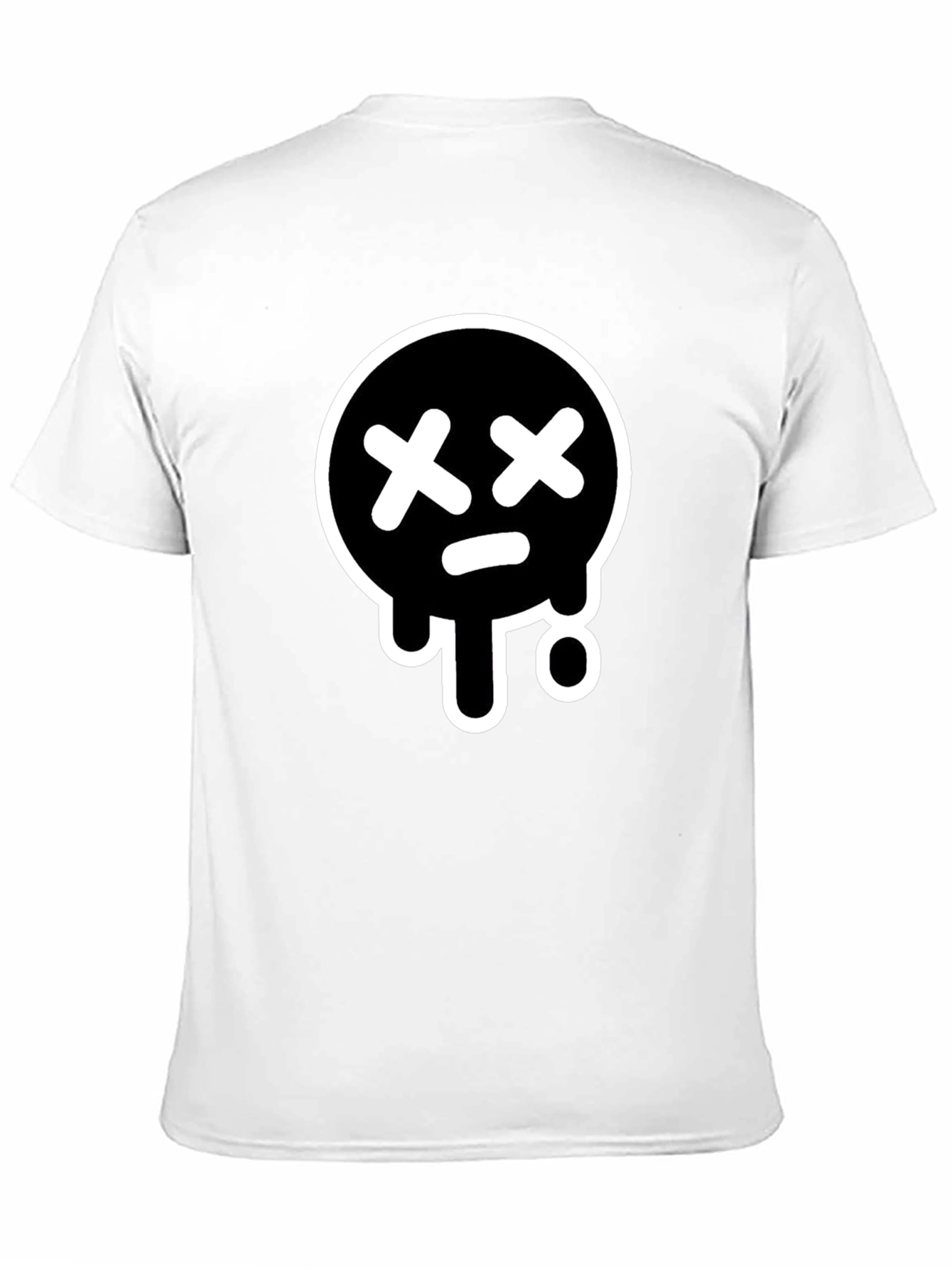 Black Black T-Shirt with White Drip Sad Face Design view 11