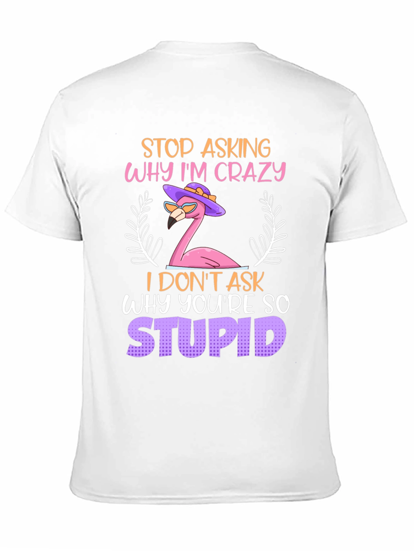 Black Crazy Flamingo Graphic Tee - Funny Novelty T-Shirt view 11