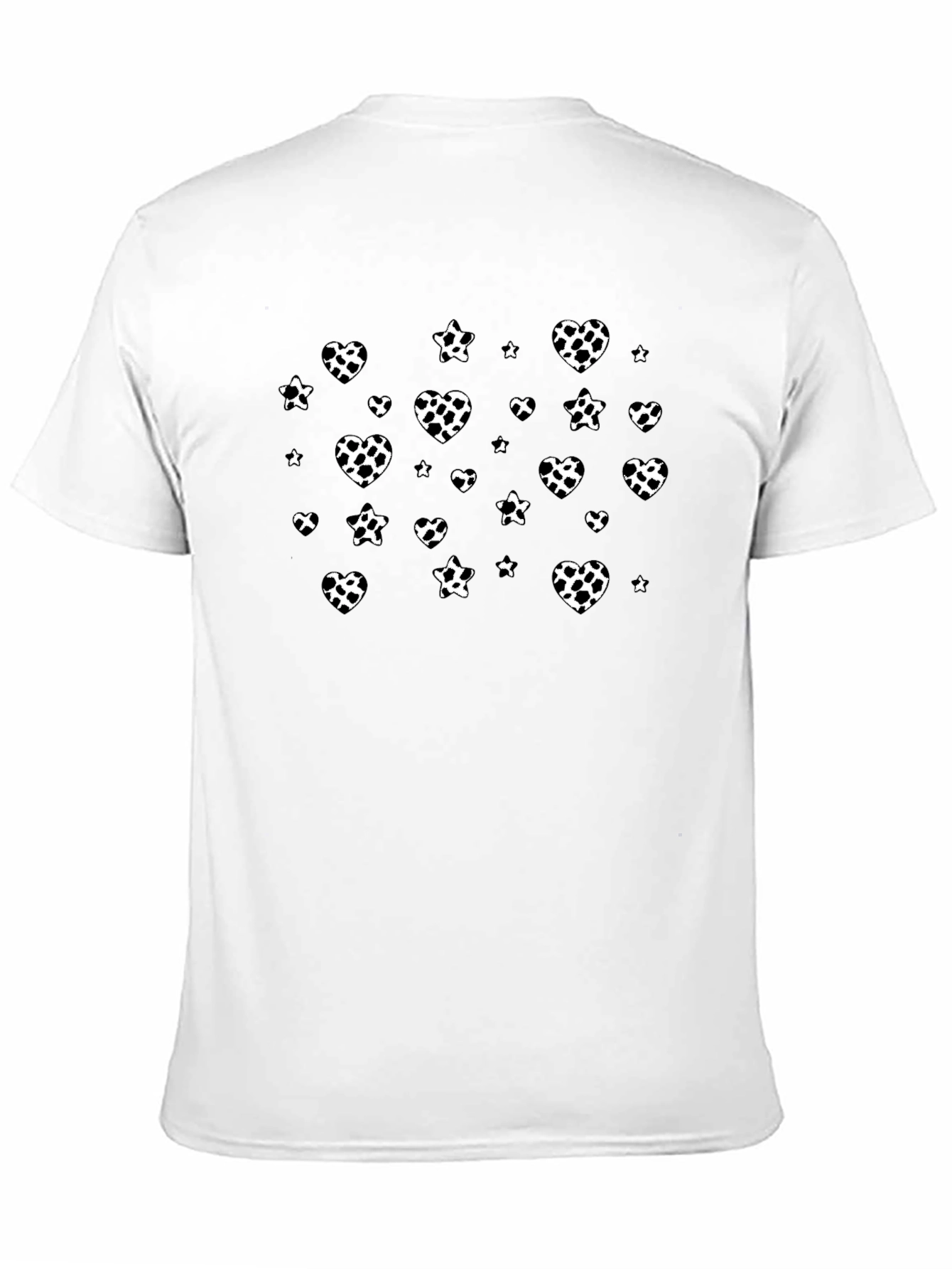 Black Black T-Shirt with White Heart Pattern view 11
