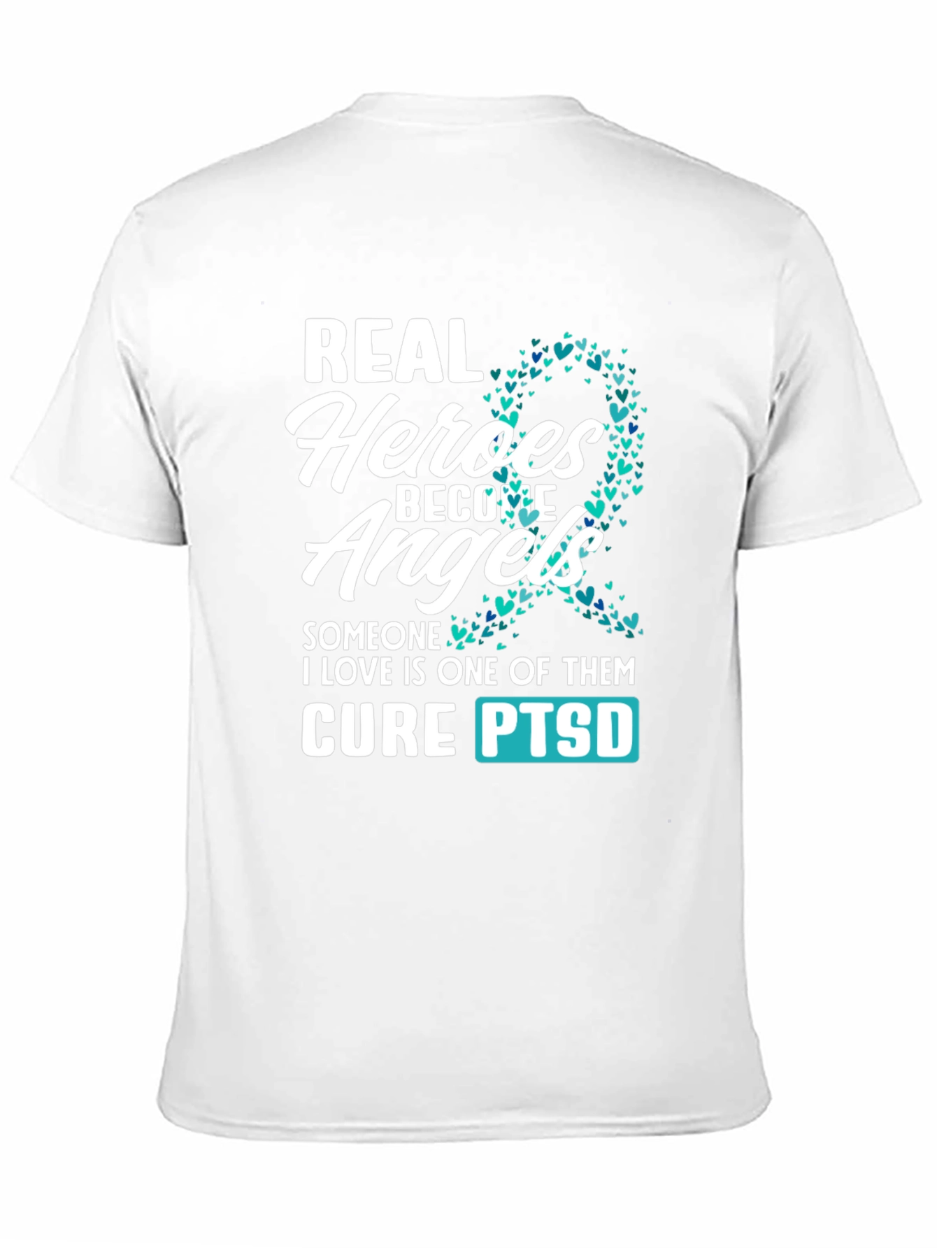 Black Real Heroes Become Angels PTSD Awareness T-Shirt view 11