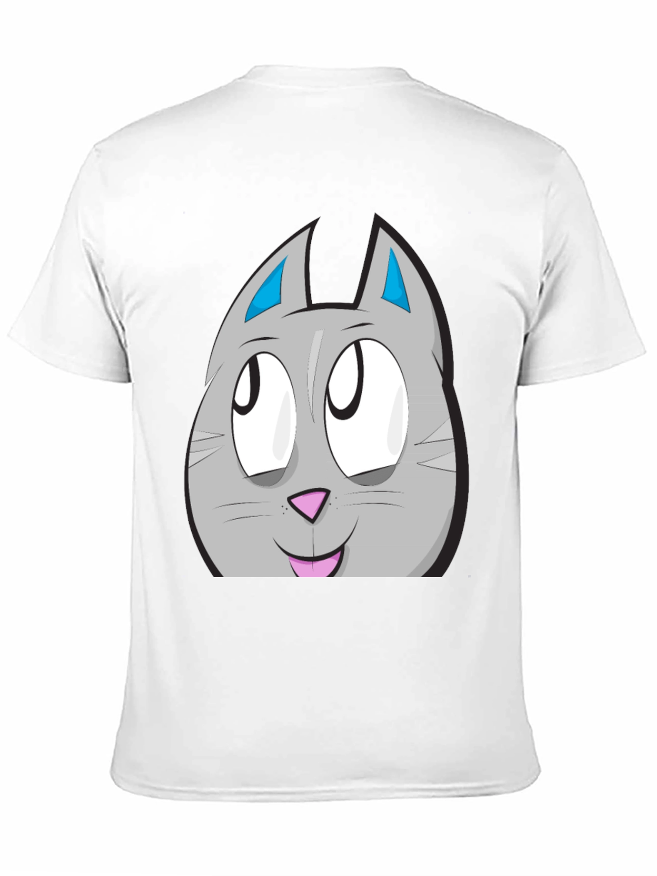 Black Cartoon Cat Face Graphic Tee - Unisex Black T-Shirt view 11