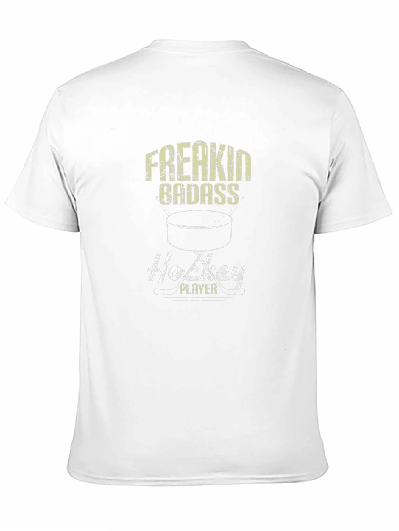 Black Freakin' Badass Hockey Player Graphic Tee view 11