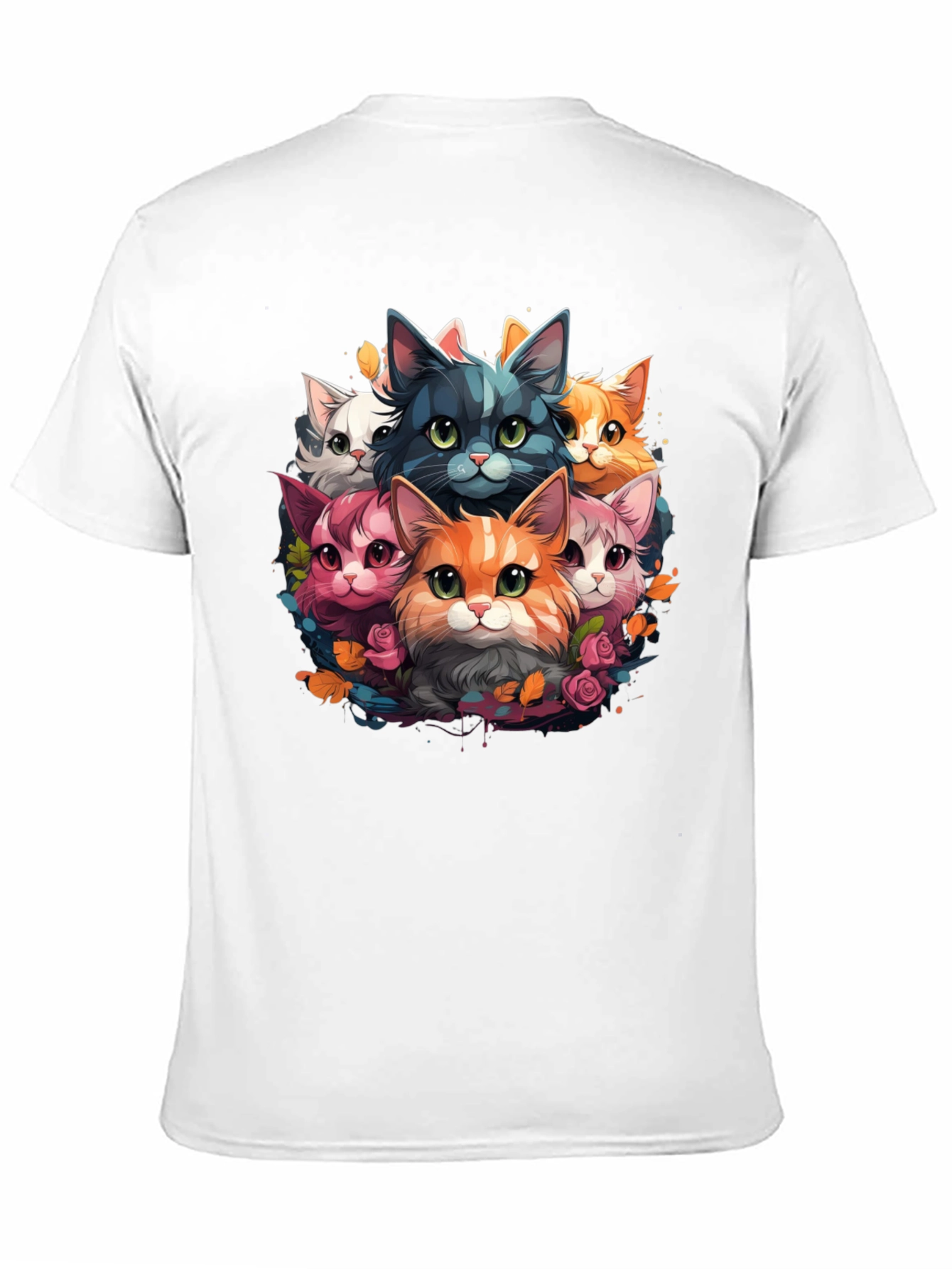Black Cute Cartoon Cats T-Shirt view 11