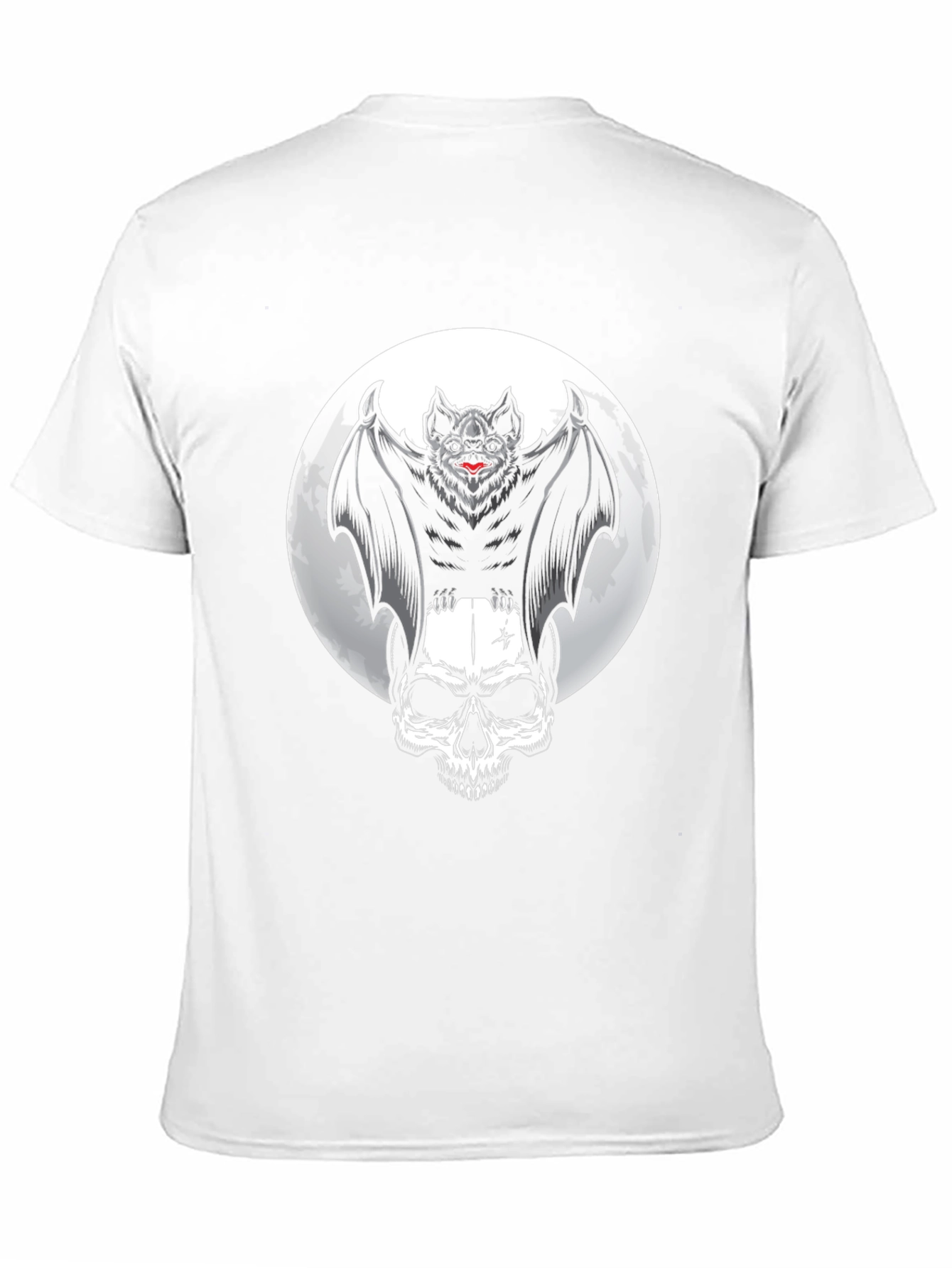 Black Bat & Skull Graphic T-Shirt - Gothic Halloween view 11