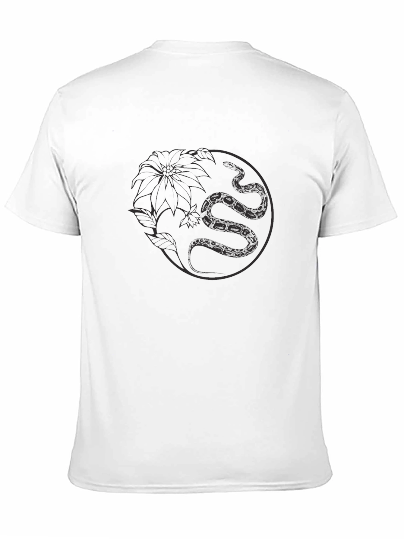 Black Snake & Flower Graphic Tee - Men's Black T-Shirt view 11