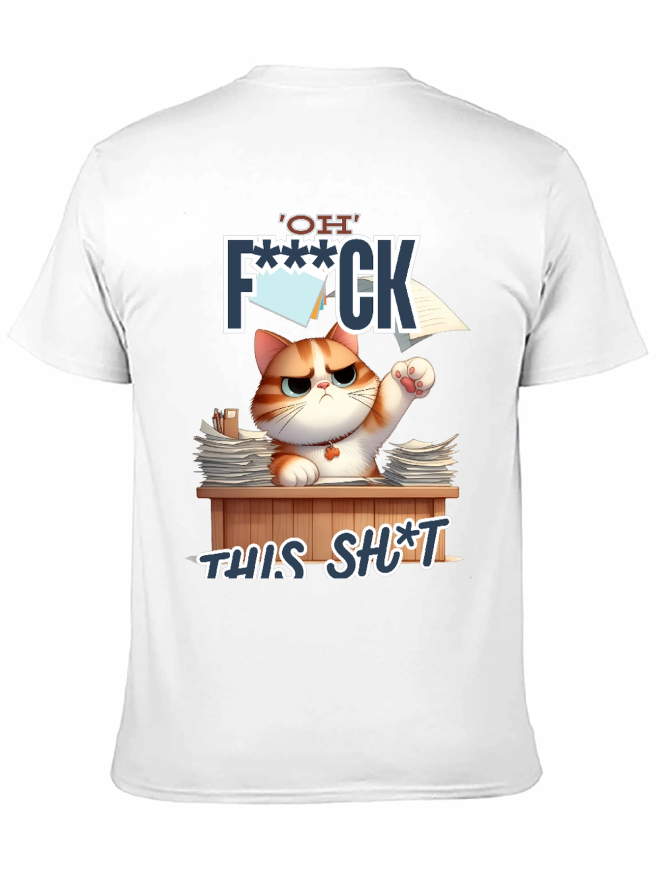 Black Funny Cat 'OH F*** THIS S***' Graphic T-Shirt view 11