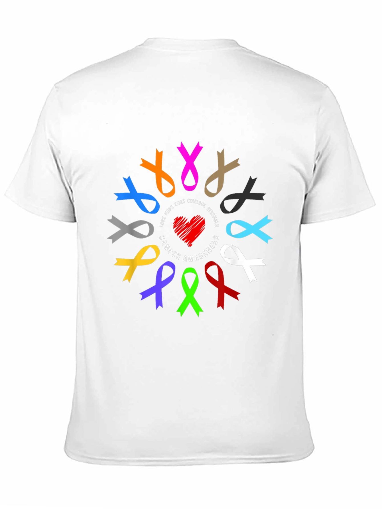 Black Cancer Awareness Ribbon Black T-Shirt view 11