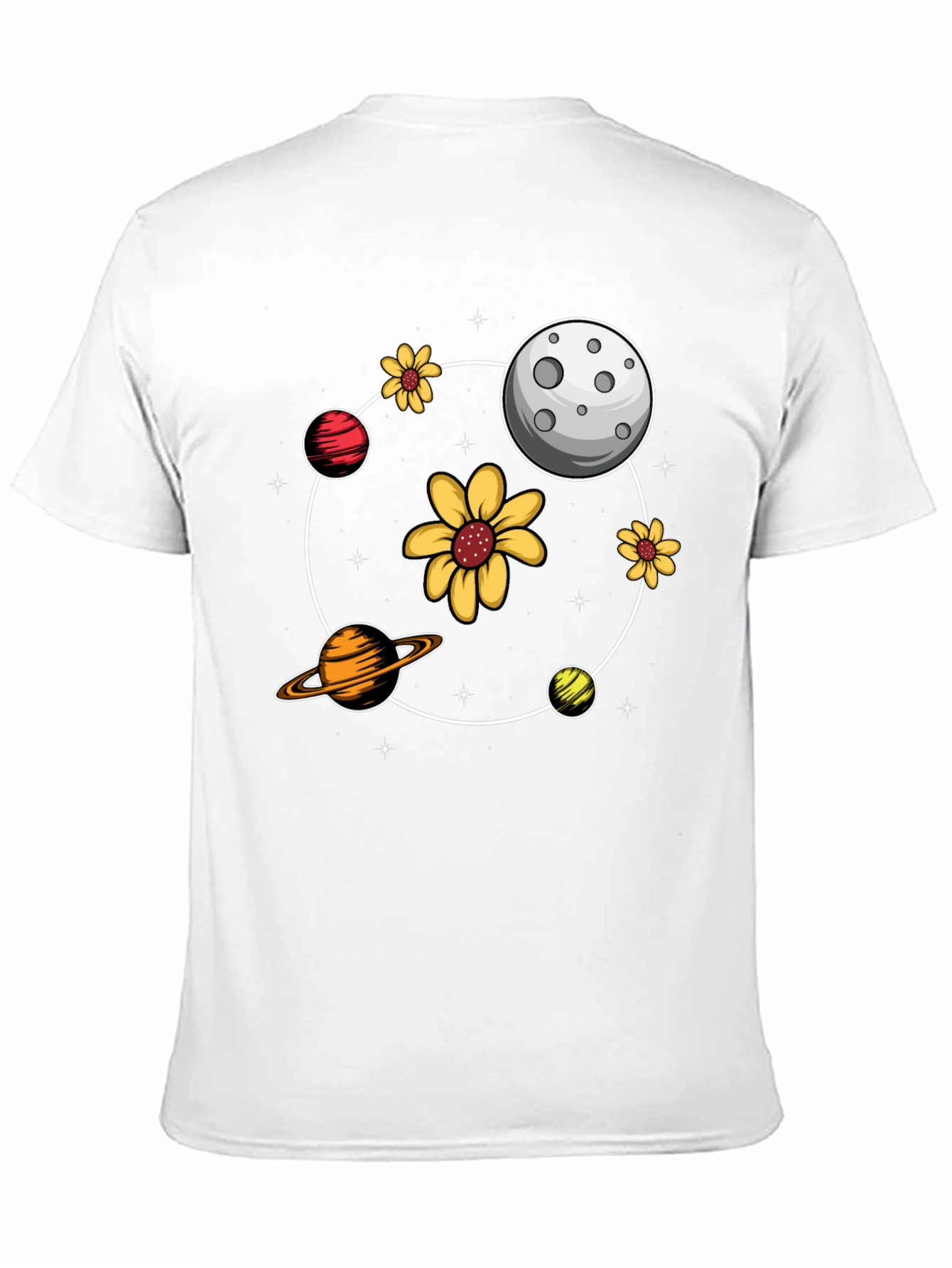 Black Planetary Flower Power Black T-Shirt view 11