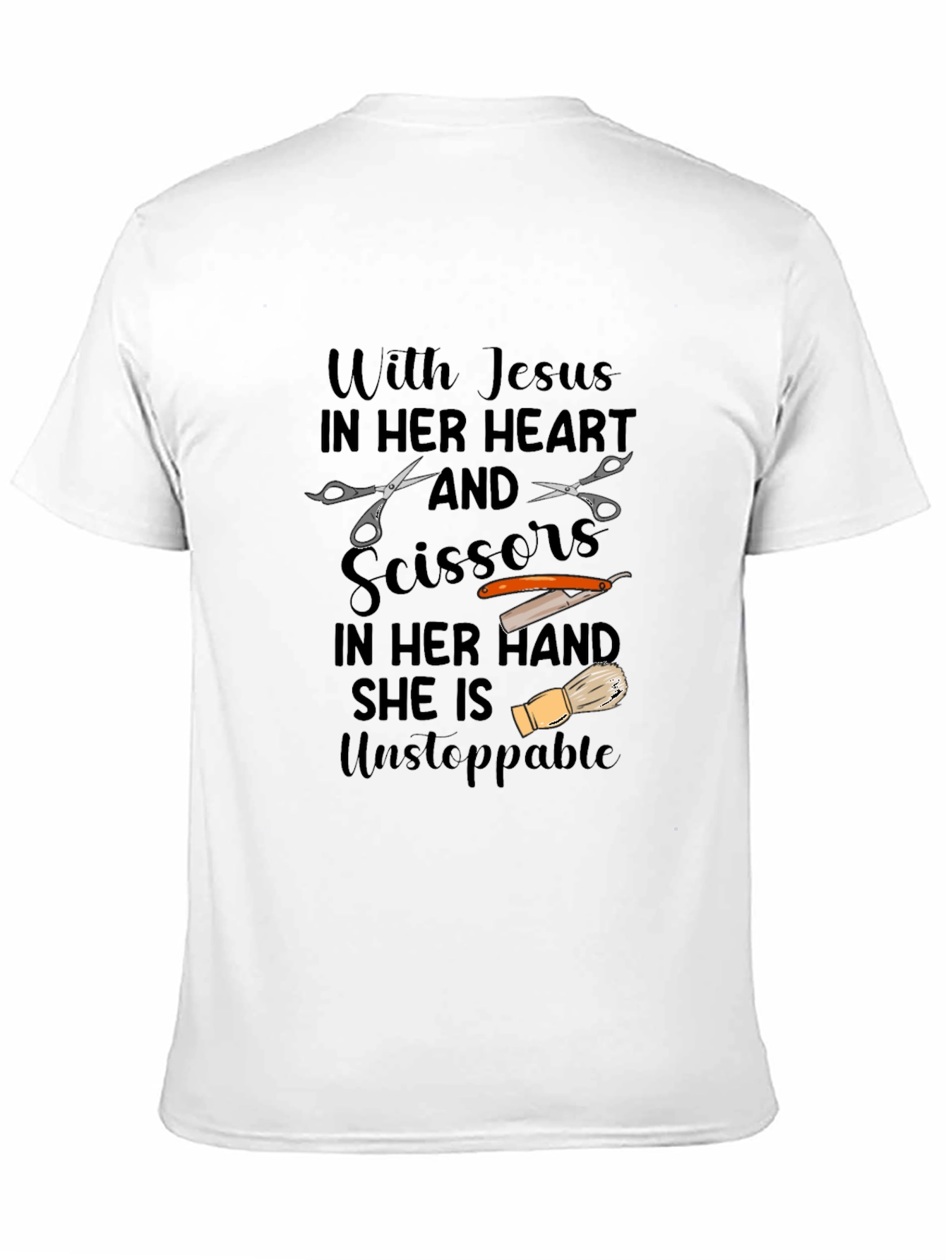 Jesus & Scissors Barber Graphic T-Shirt - 11