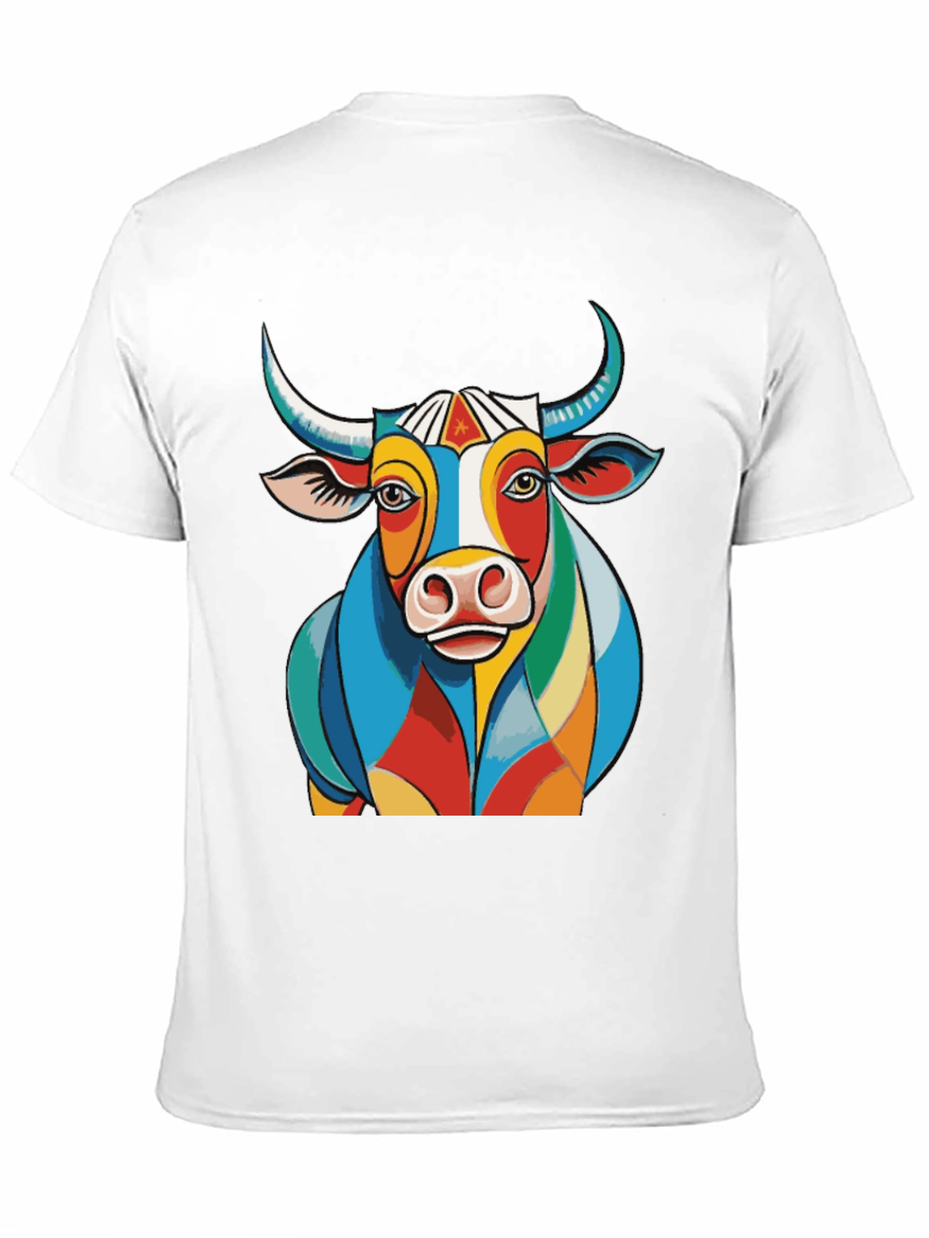 Black Colorful Bull Graphic Tee - Unique Design view 11