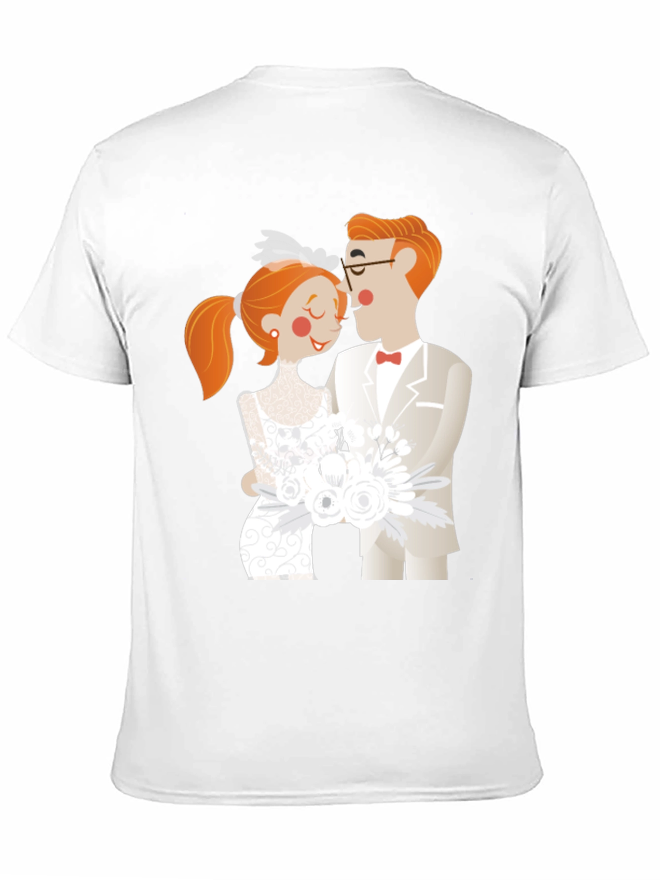 Black Cartoon Wedding Couple Black T-Shirt view 11