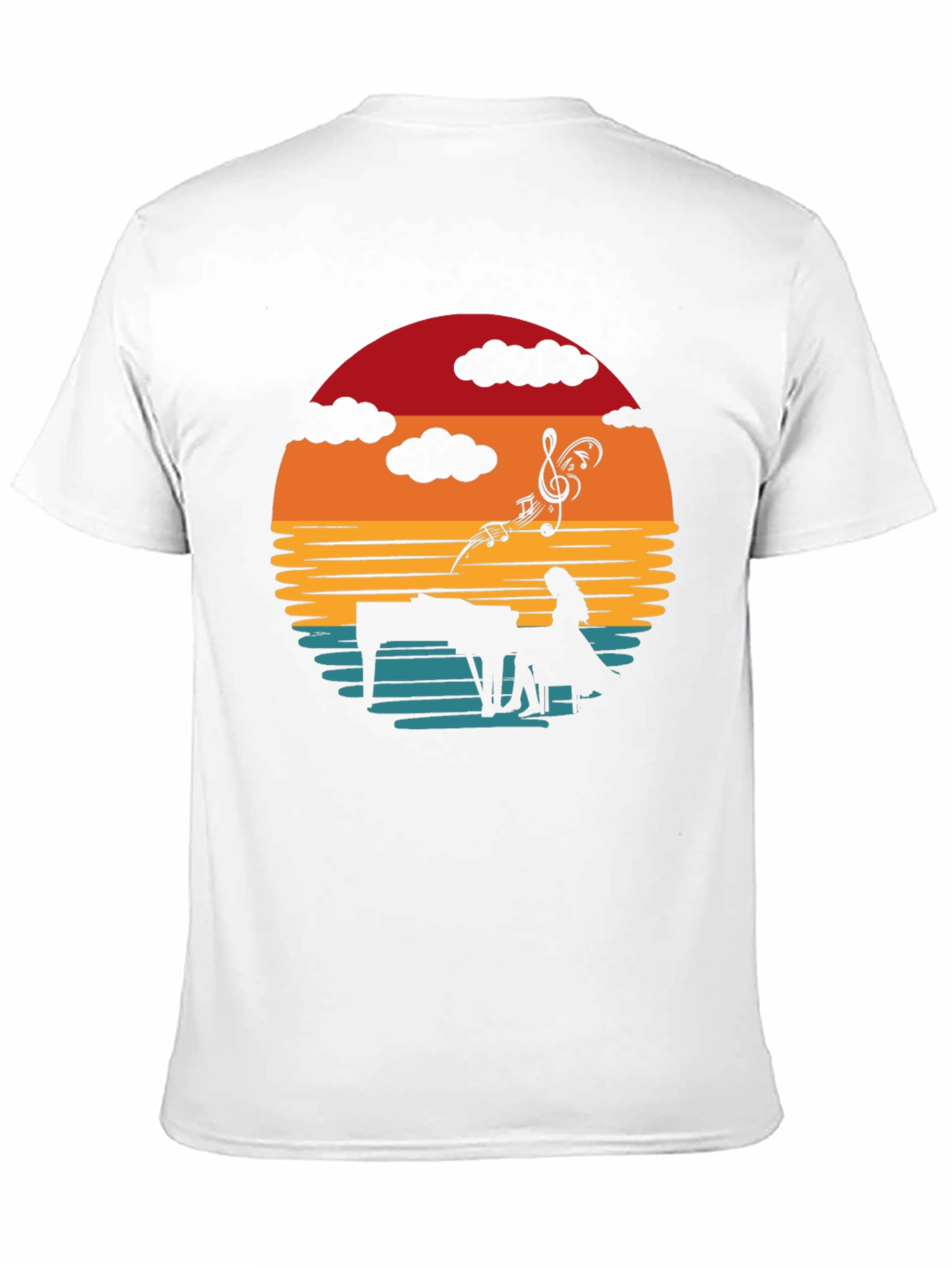 Black Sunset Piano Player Graphic Tee view 11