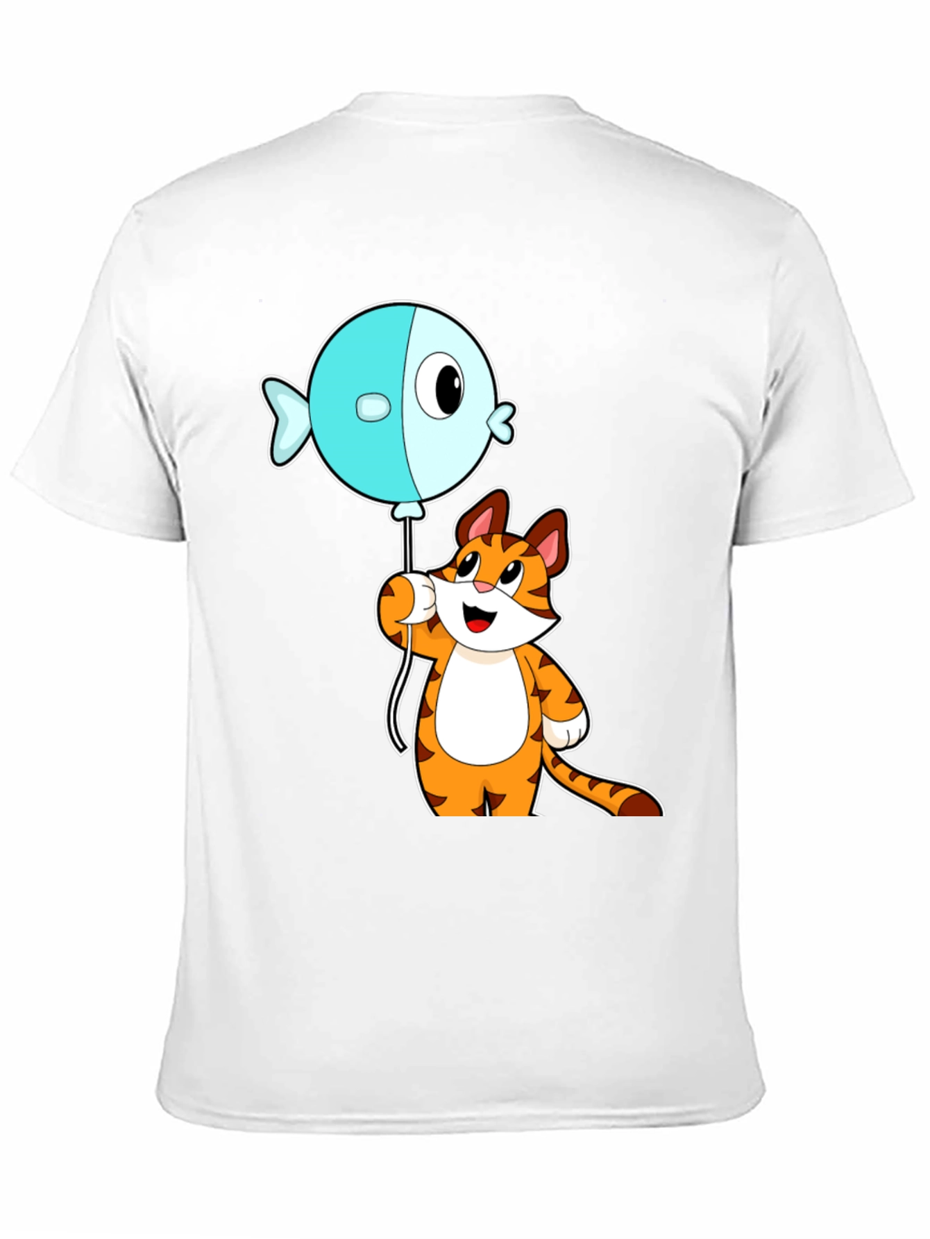Black Cartoon Cat & Fish Balloon Graphic Tee view 11