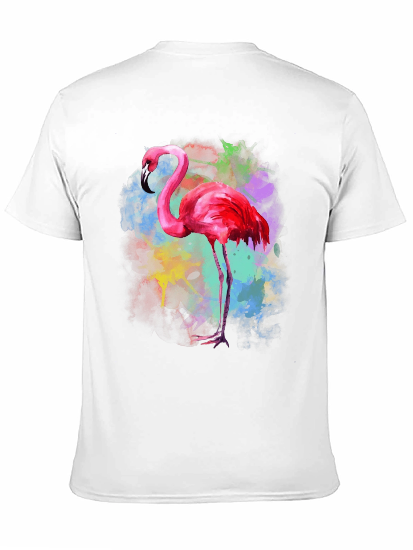 Black Flamingo Watercolor Graphic Tee - Black Cotton T-Shirt view 11