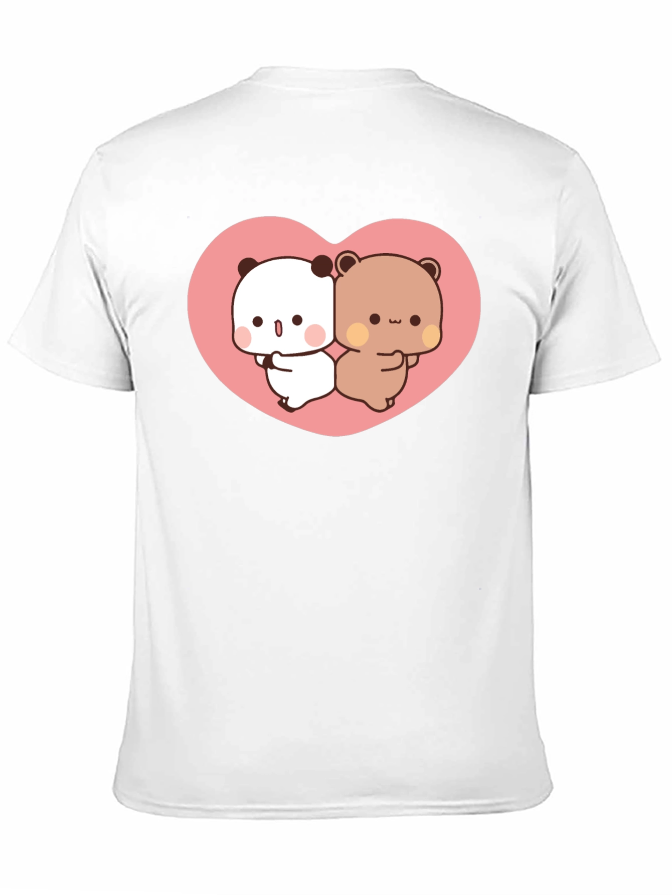 Black Cute Kawaii Bear Heart Graphic Black T-Shirt view 11