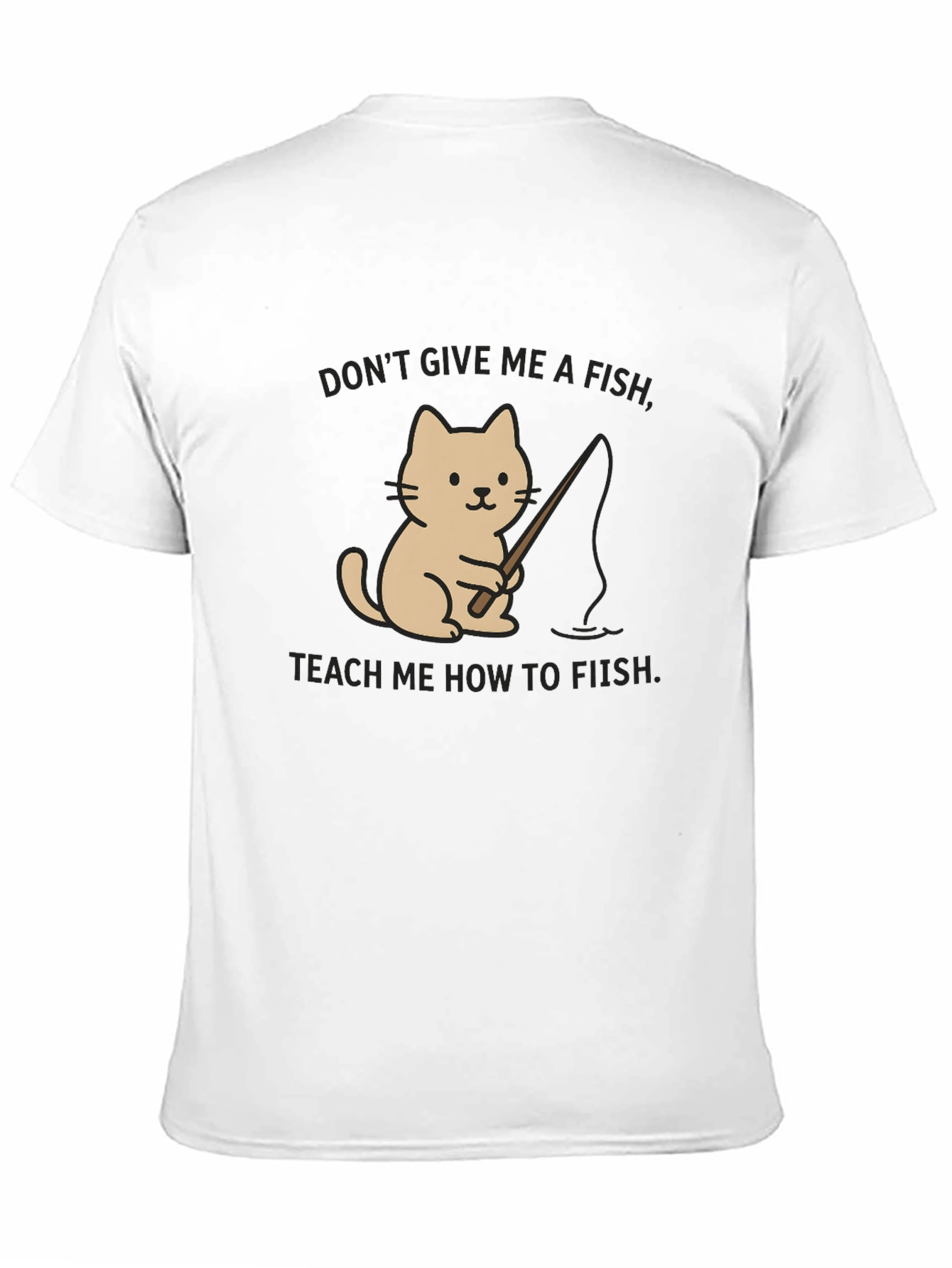 Black Funny Cat Fishing T-Shirt - Teach a Cat to Fish view 11