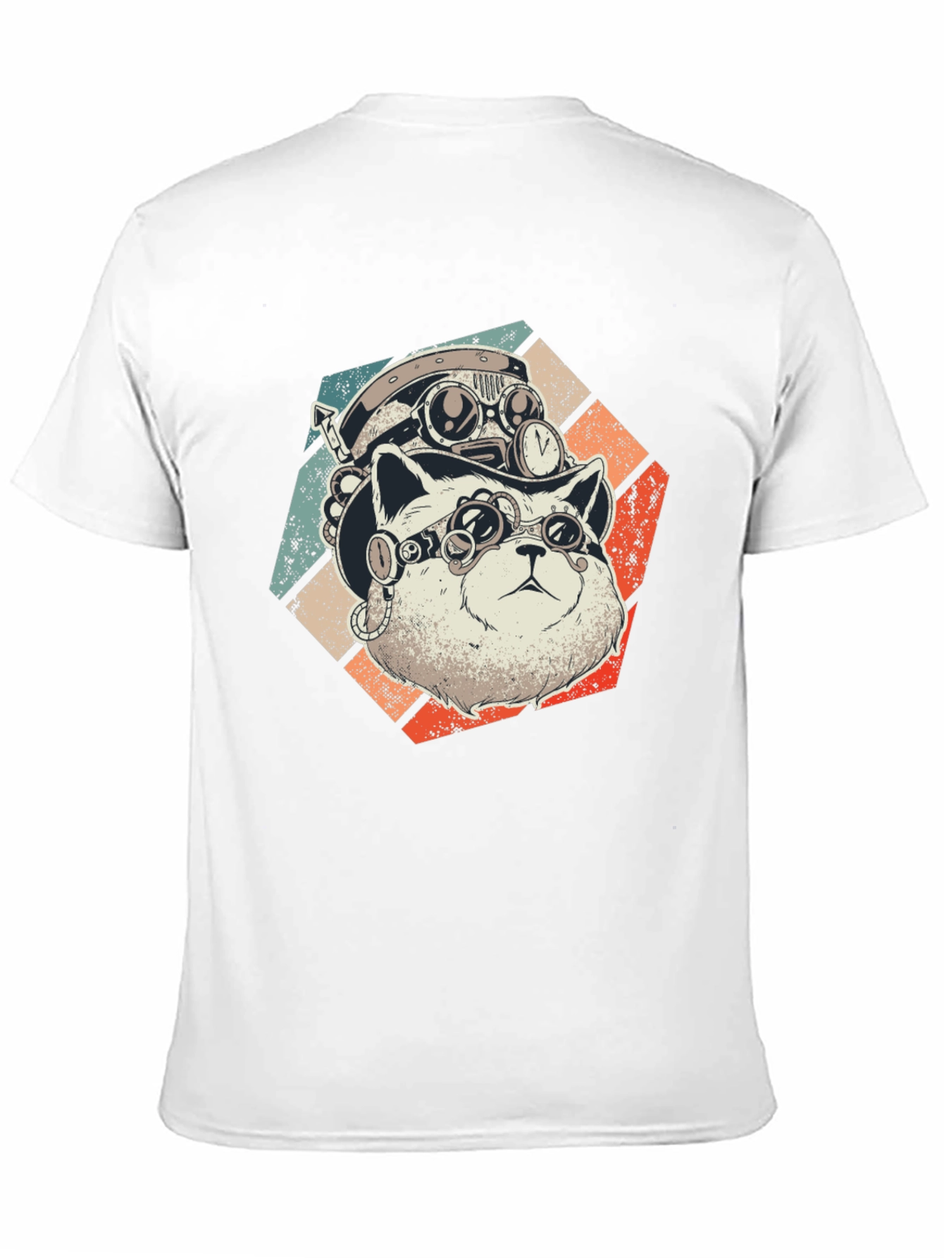 Black Steampunk Cat T-Shirt - Retro Style  view 11