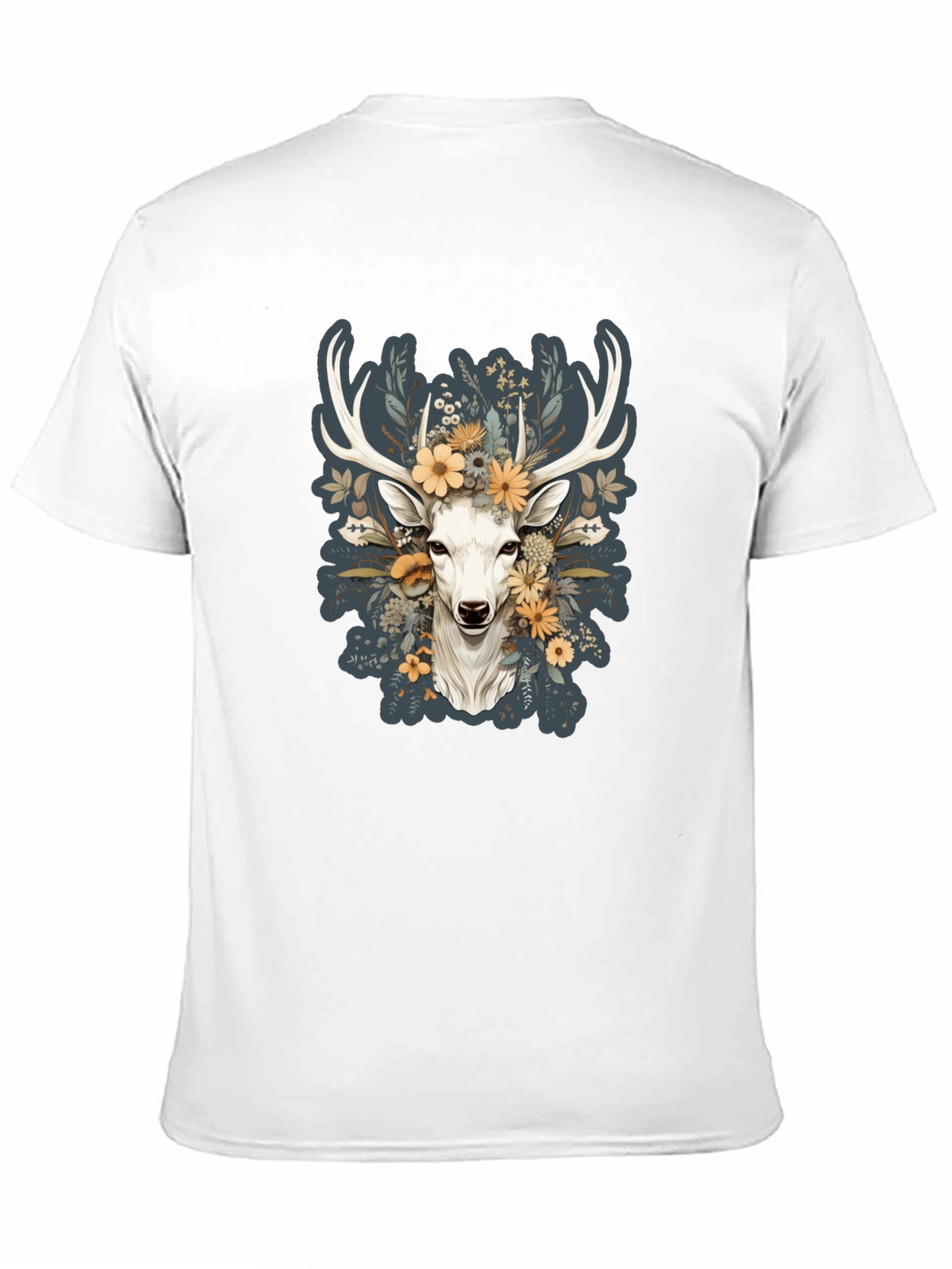 Black Floral Deer Graphic Tee - Nature Inspired Menswear view 11