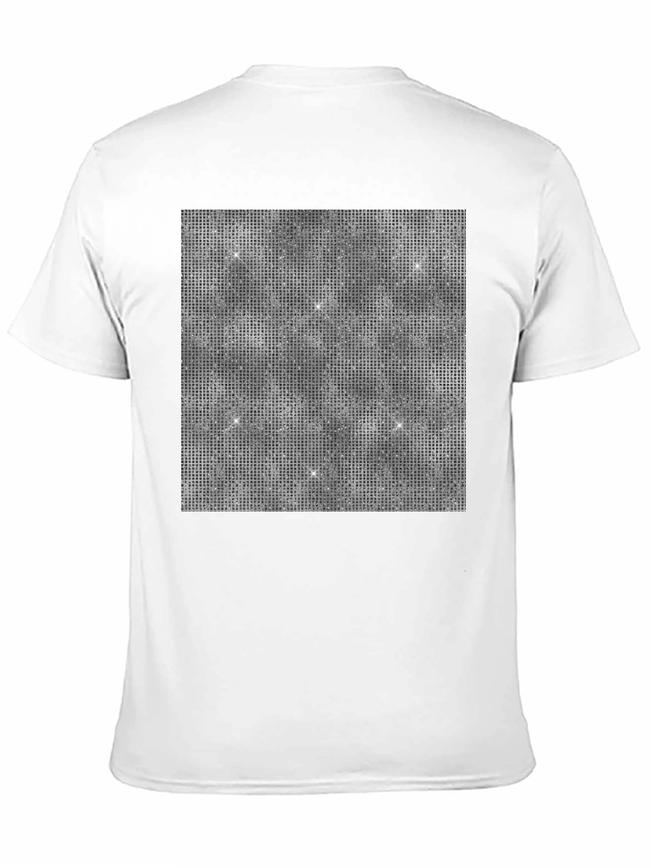 Black Glitter Grid Men's Black T-Shirt view 11