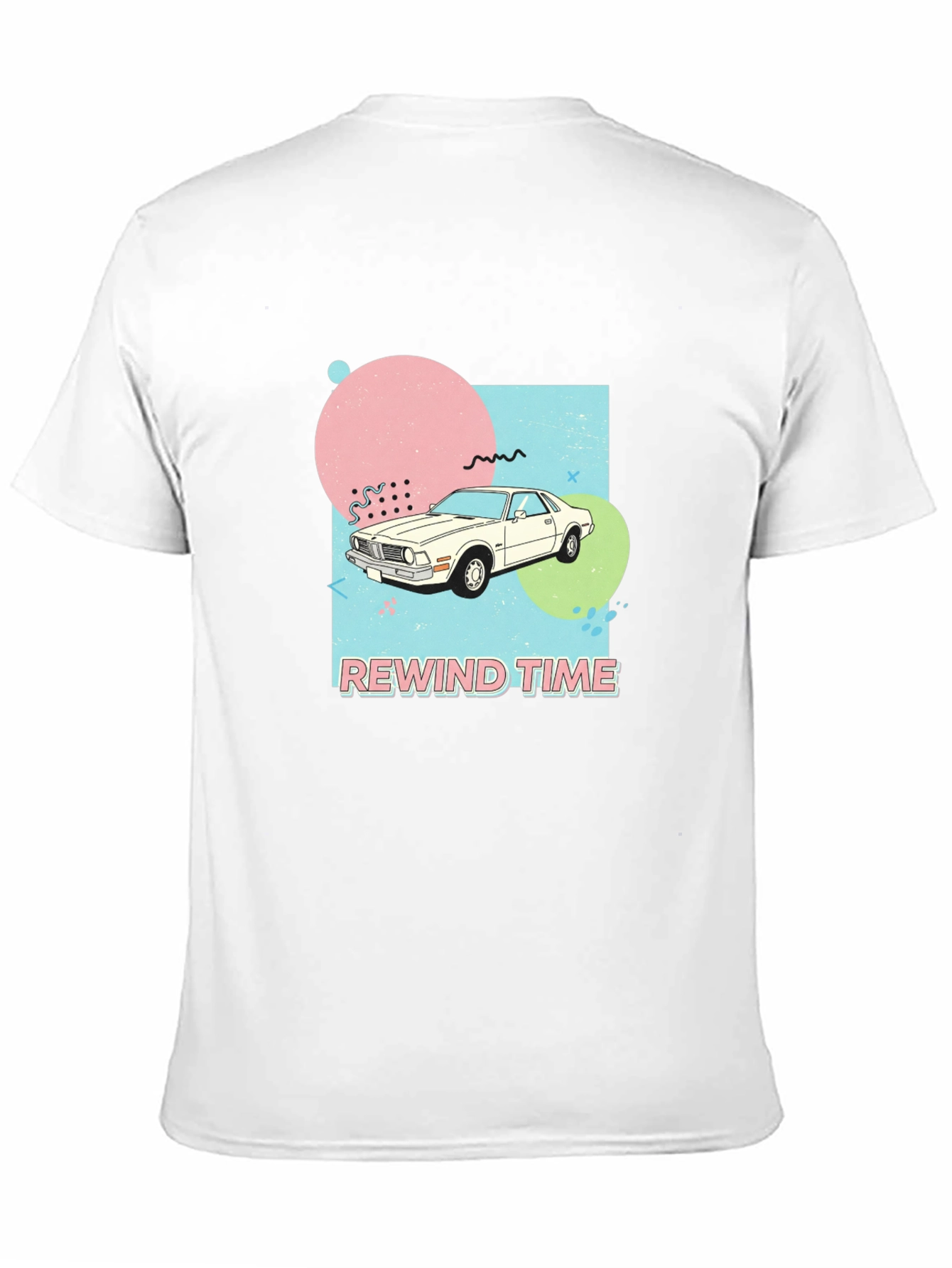 Black Rewind Time Retro Car Graphic T-Shirt view 11