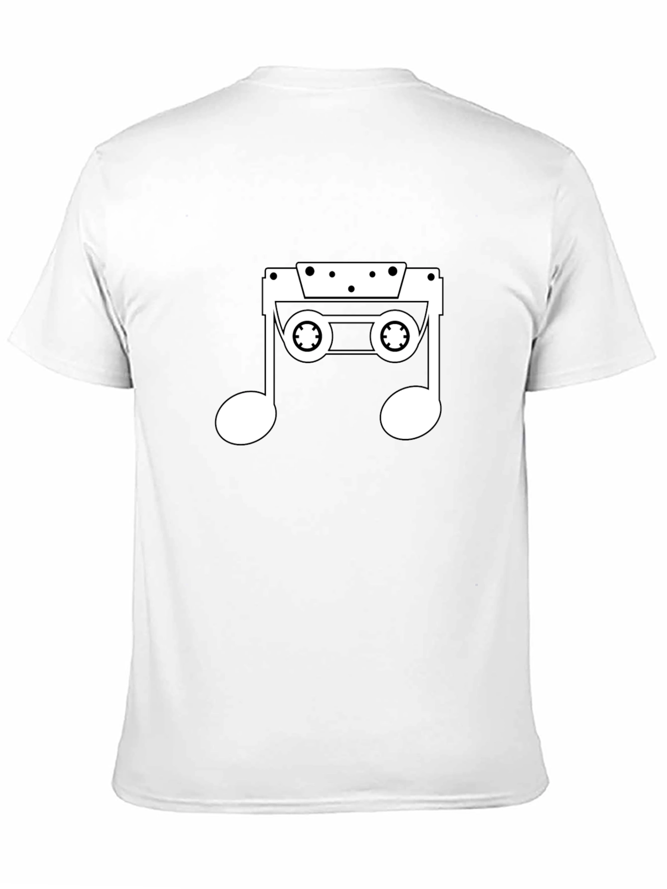 Black Retro Music Note Cassette T-Shirt view 11