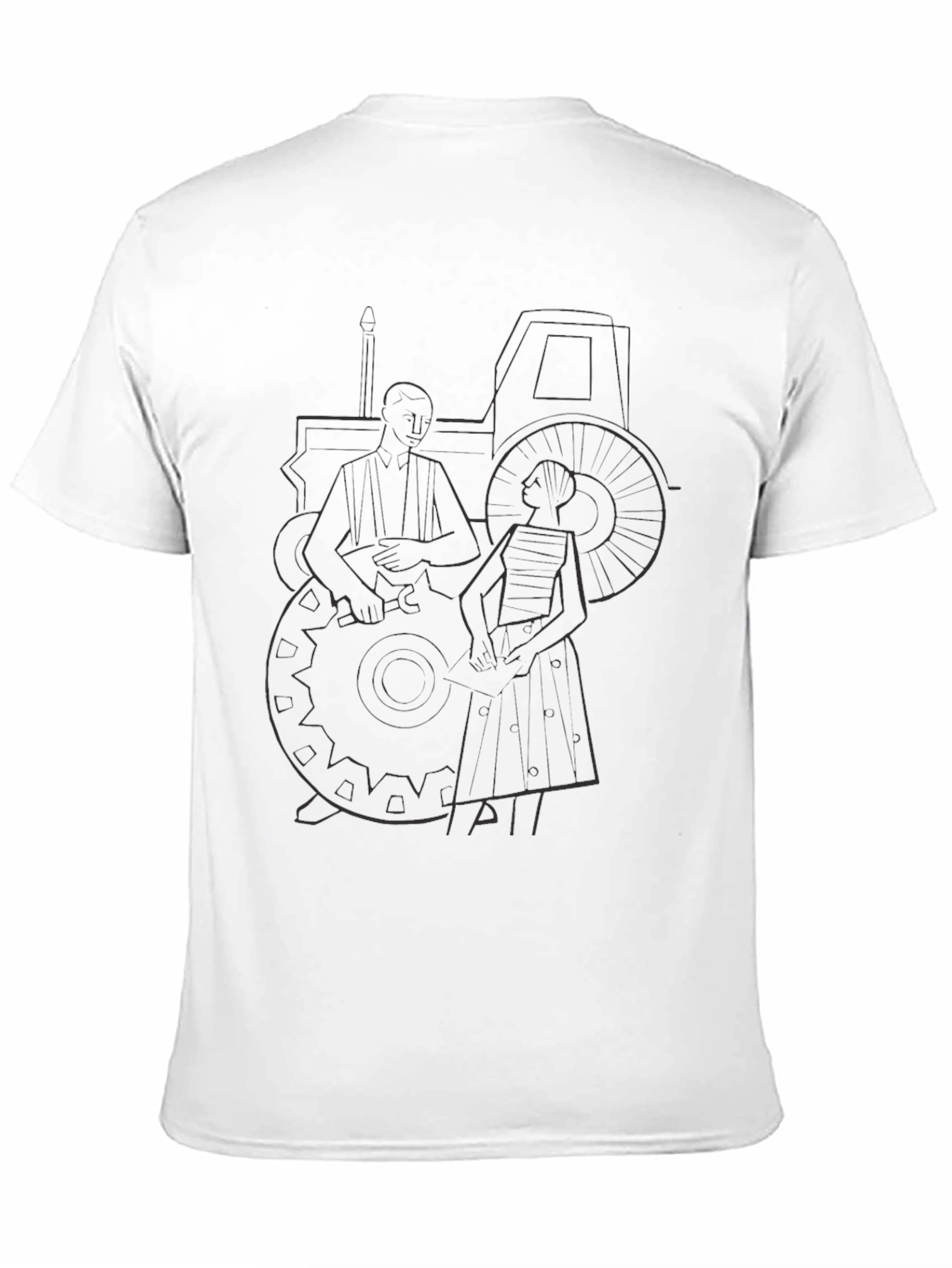 Black Modern Tractor Graphic Tee - Black Cotton T-Shirt view 11