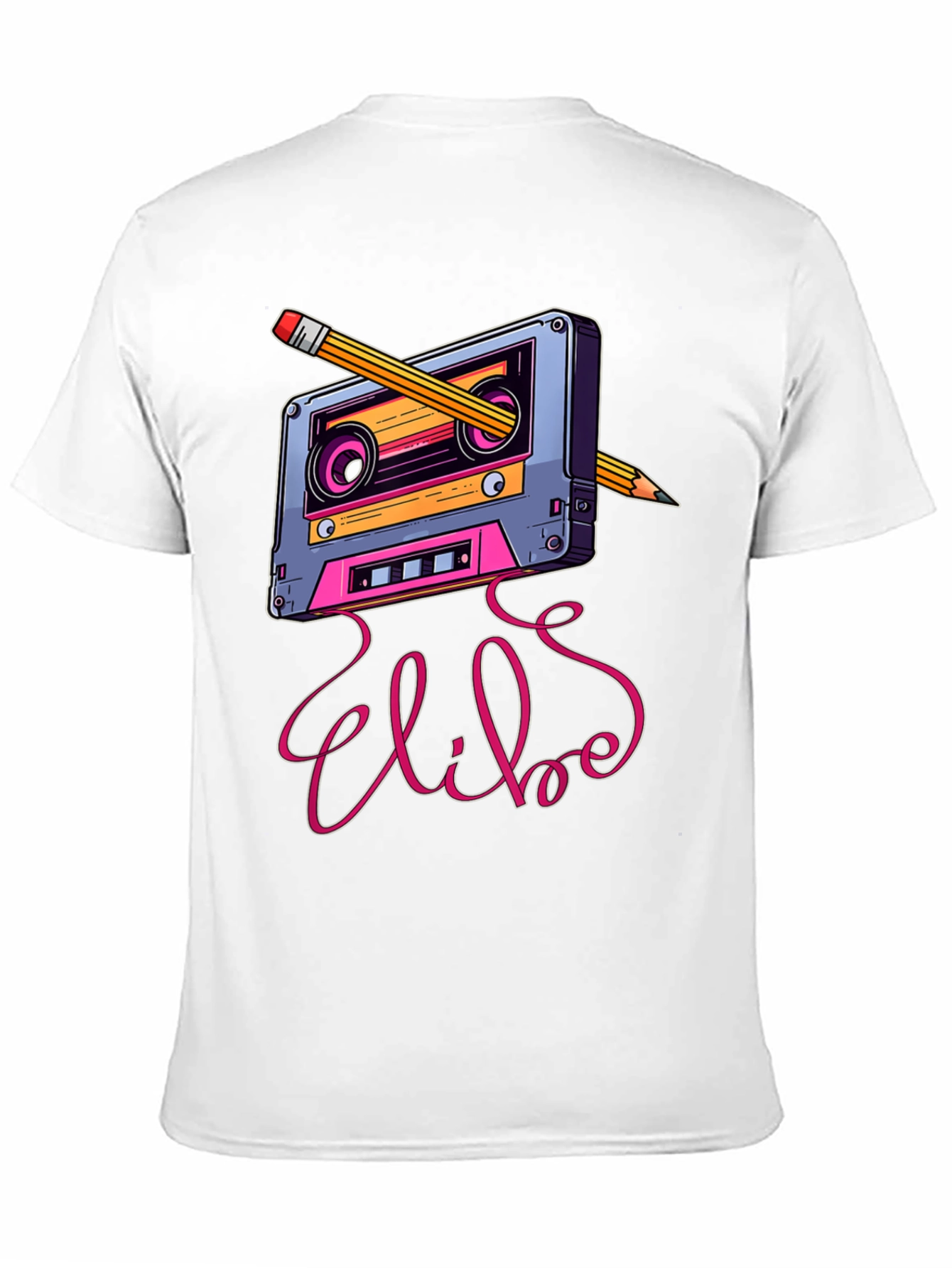 Black Retro Cassette Tape & Pencil Graphic Tee view 11