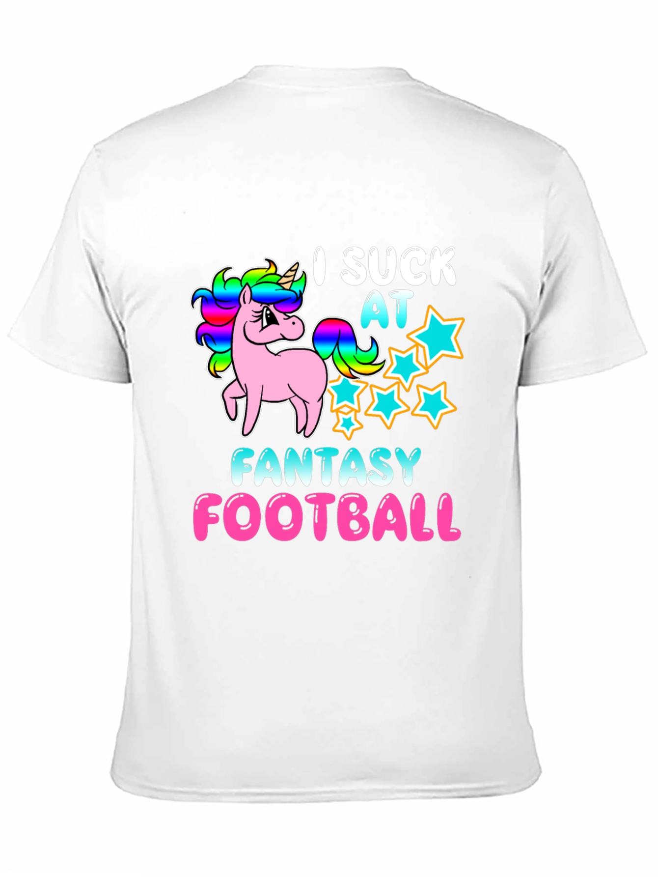 Black I Suck At Fantasy Football Unicorn T-Shirt view 11