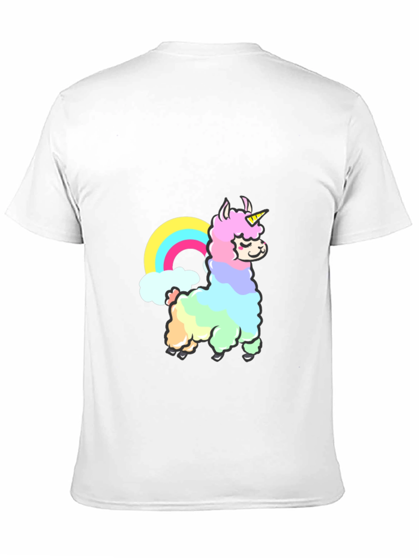 Black Rainbow Llama Unicorn Graphic T-Shirt view 11