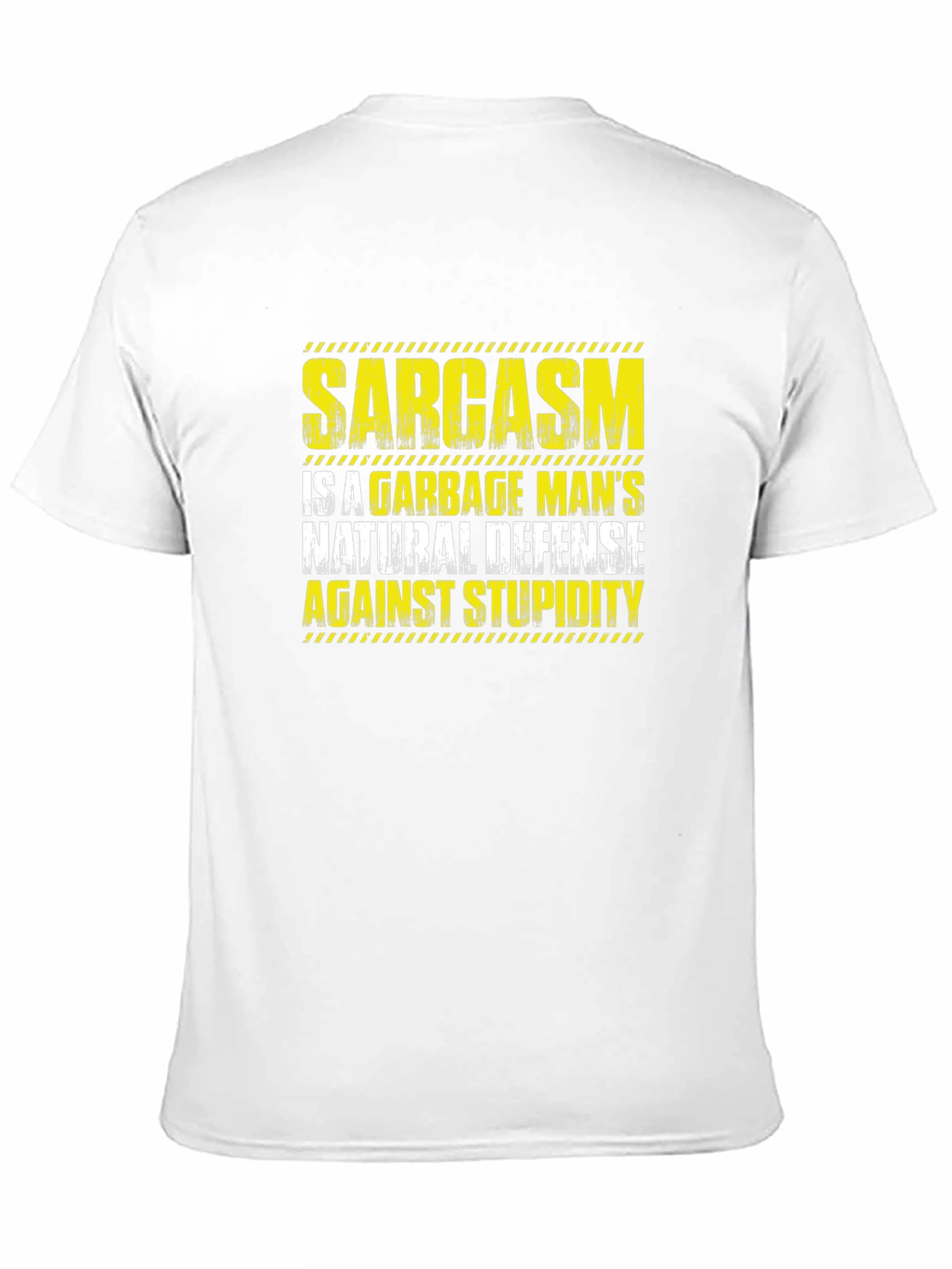 Black Sarcasm Garbage Man's Natural Defense T-Shirt view 11