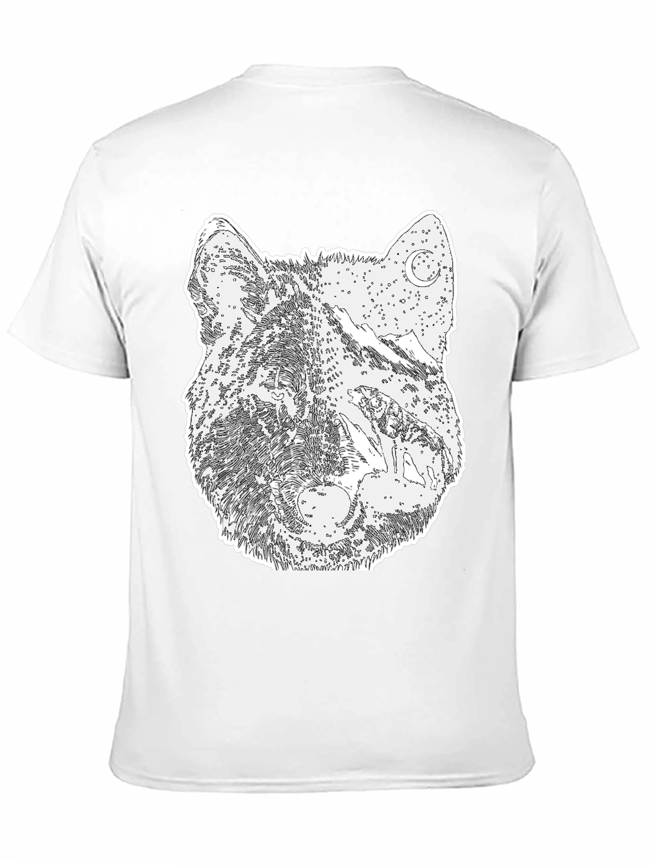 Black Wolf Graphic Print Tee - Black Cotton Blend view 11
