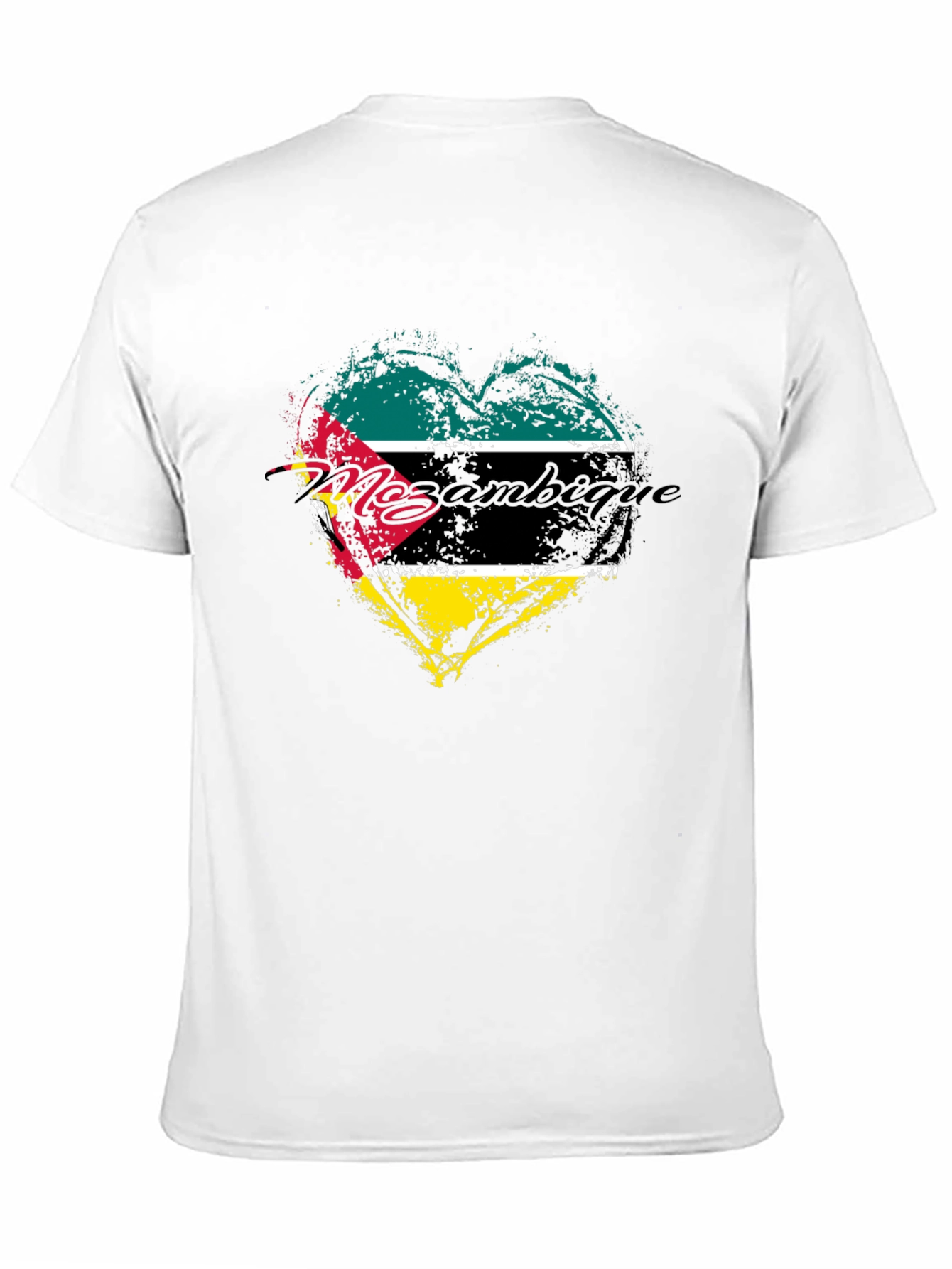 Black Mozambique Flag Heart Graphic T-Shirt - Black view 11
