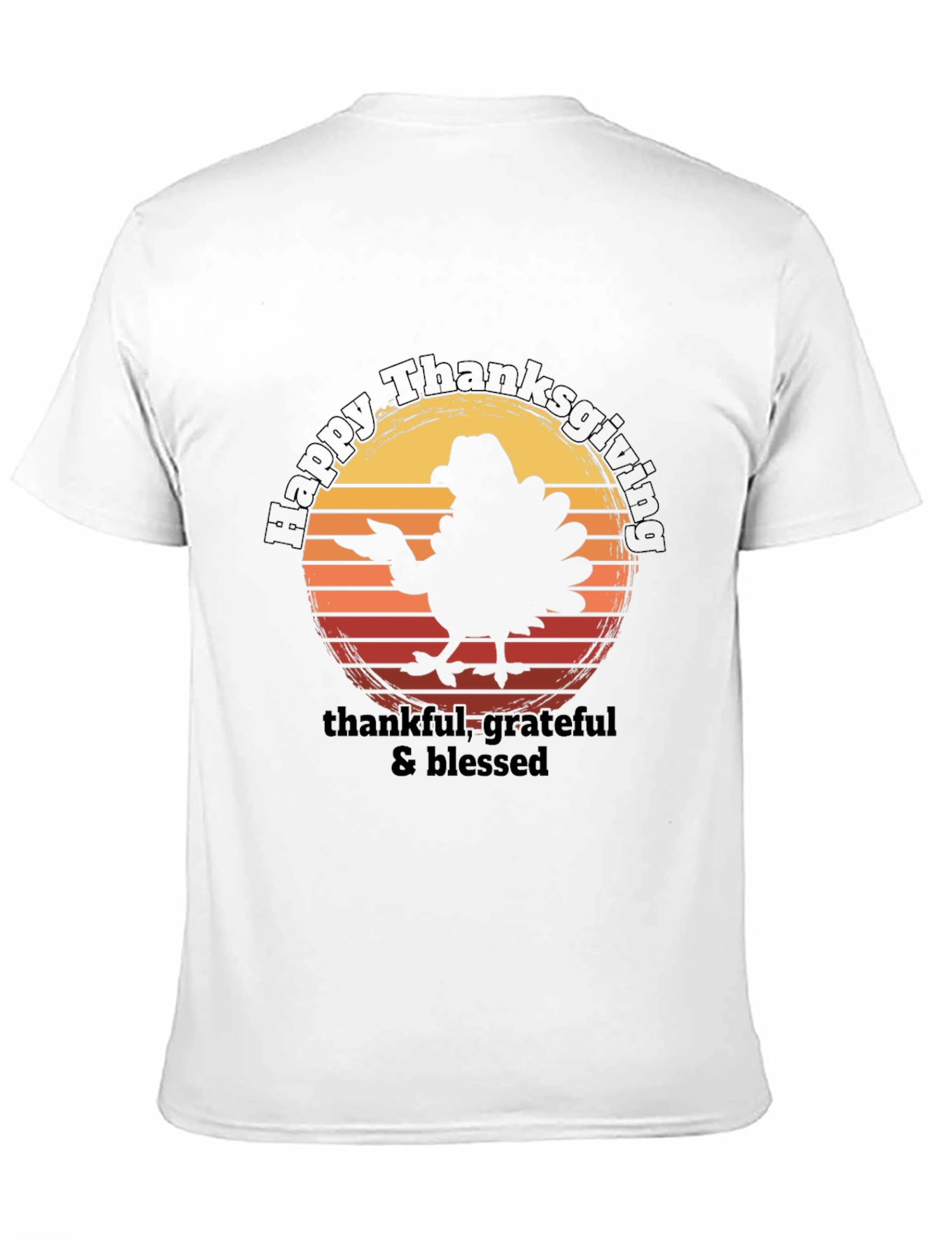 Black Happy Thanksgiving Turkey Graphic T-Shirt view 11