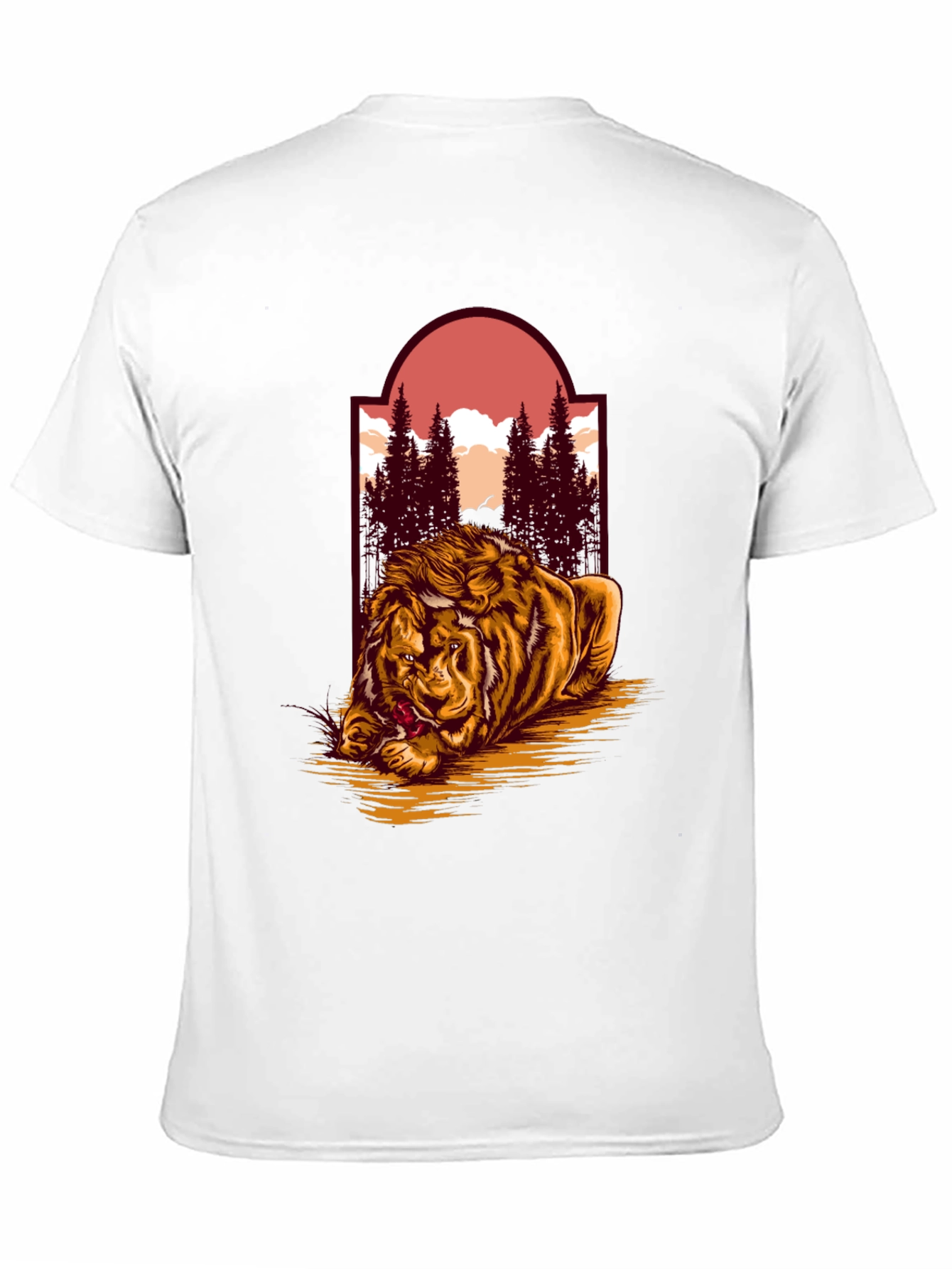 Black Lion & Landscape Graphic Tee - Unique Design view 11