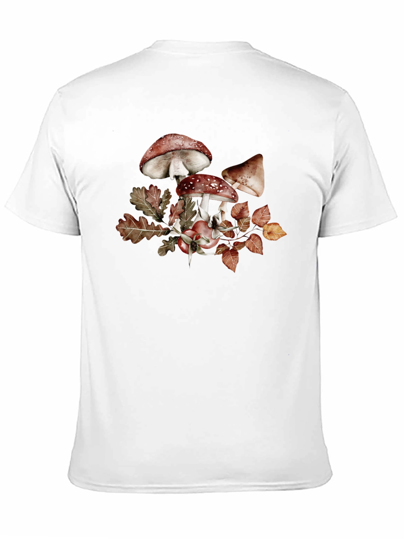 Black Mushroom & Leaves Graphic Tee - Black Cotton view 11